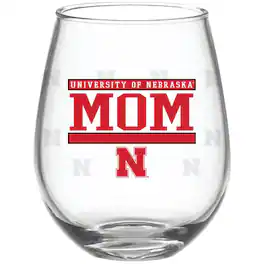 Indigo Falls - Nebraska Huskers 15oz. Mom Stemless Wine Glass - Multicolor