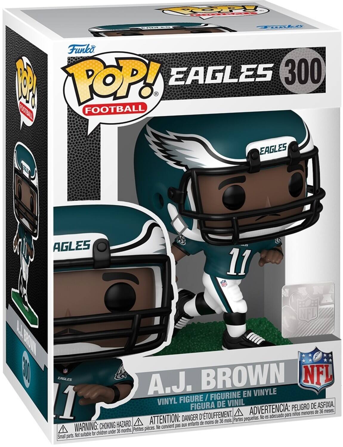 TOPY ra Tali Funko 1 POP! EAGLES 300 FOOTBALL EAGLES AGLES 11 NFL TY BROWTN 300 EAGLES A.J. BROWN NFL FIGURINE EN VINYLE FIGURE / 11 VINYL DE VINIL ASFIXIA, FIGURA ADVERTENCIA: PELIGRO DE nios menores de 36 meses ATTENTION: DANGER D'TOUFFEMENT. Partes pequeas. No es adecuado para de moins de 36 mois, CHOKING HAZARD. convient pas aux enfants WARNING: under 36 months Petites pieces. Ne Not suitable for children Small parts