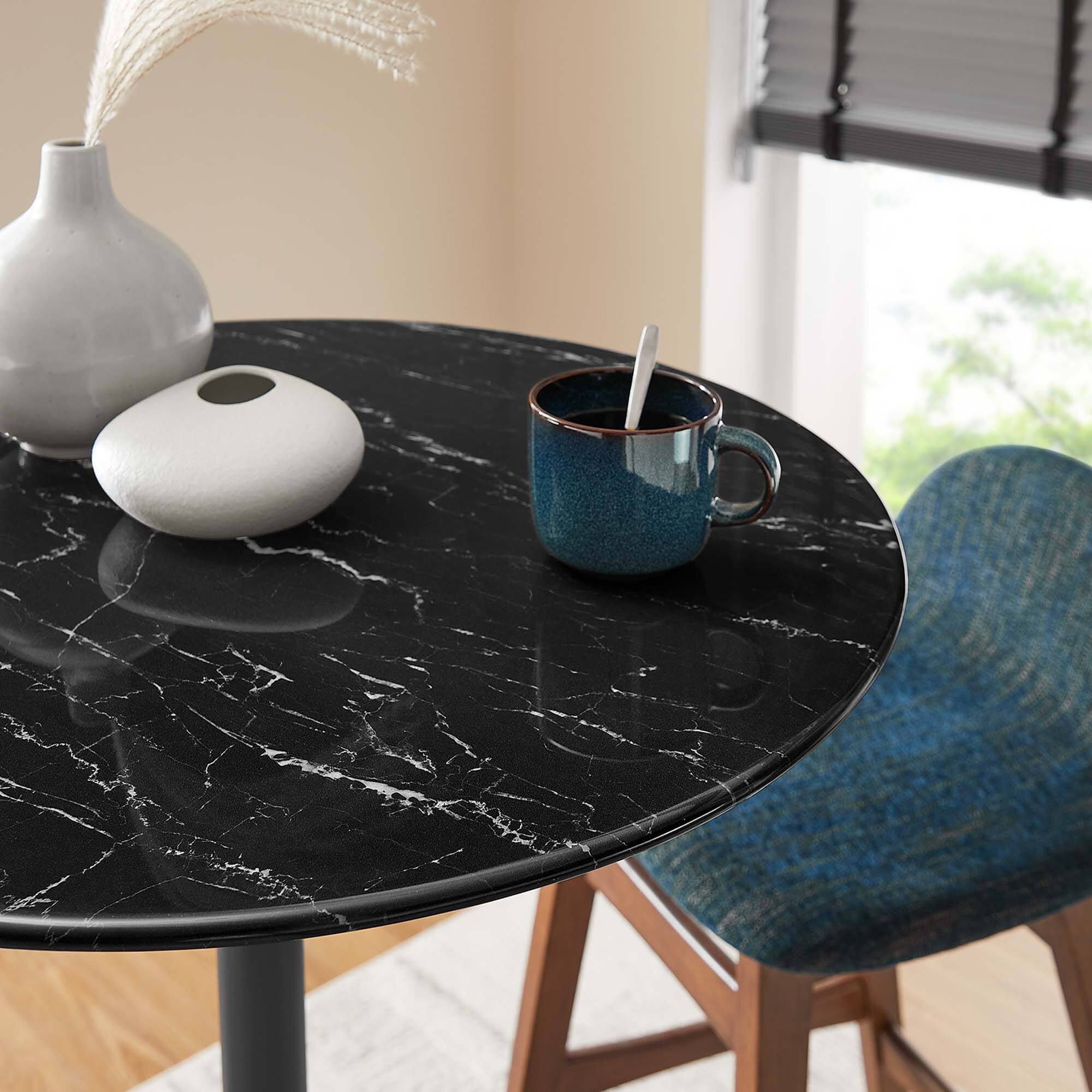 Alt View 1. Modway - Lippa Round Artificial Marble Bar Table - Black Black.