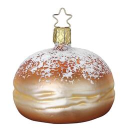 Inge Glas - Krapfen Jelly Donut German Glass Christmas Ornament FREE BOX 2.6 Inch - Green