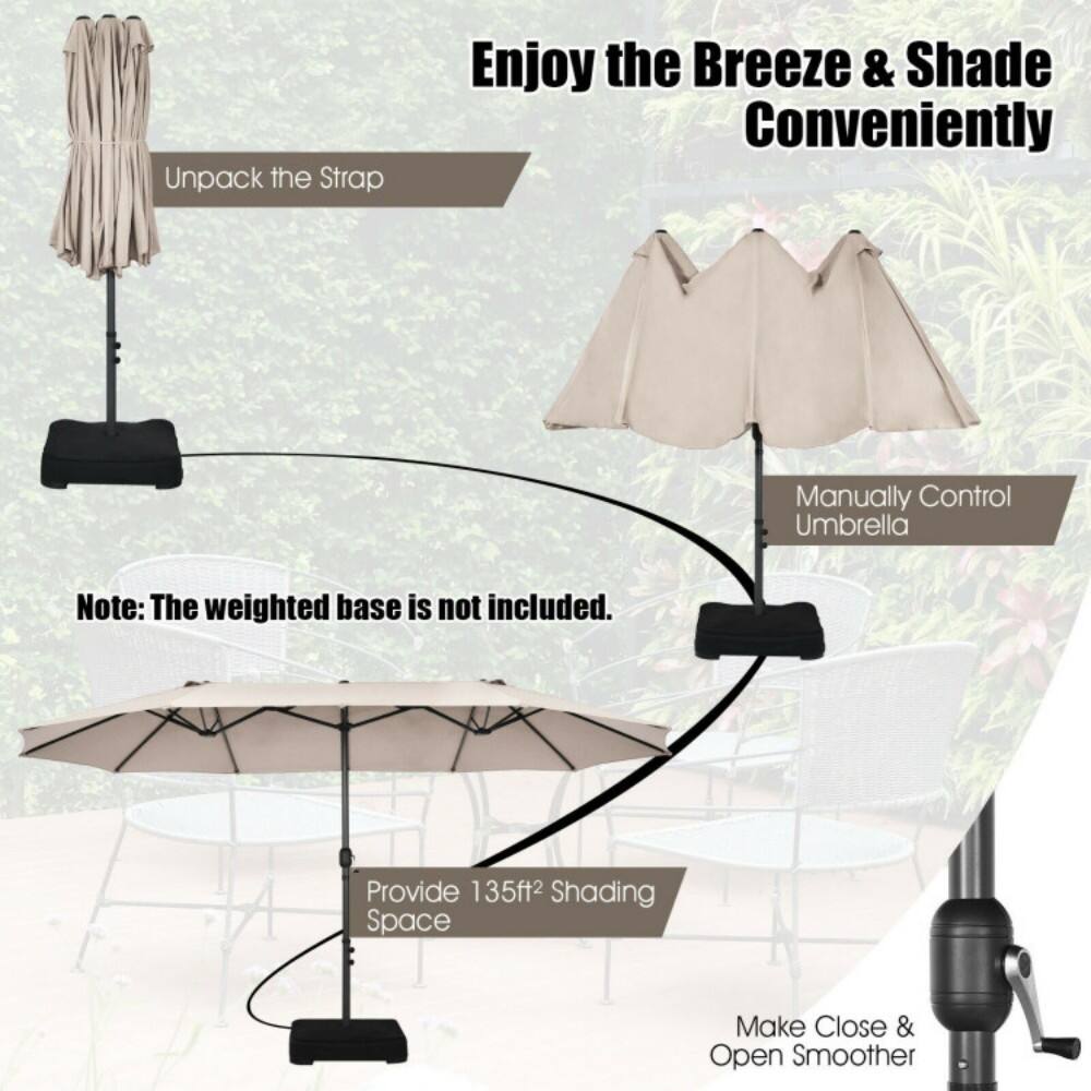 Enjoy the Breeze & Shade Conveniently

Unpack the Strap

Manually Control Umbrella

Note: The weighted base is not included.

Provide 135ft² Shading Space

Make Close & Open Smoother