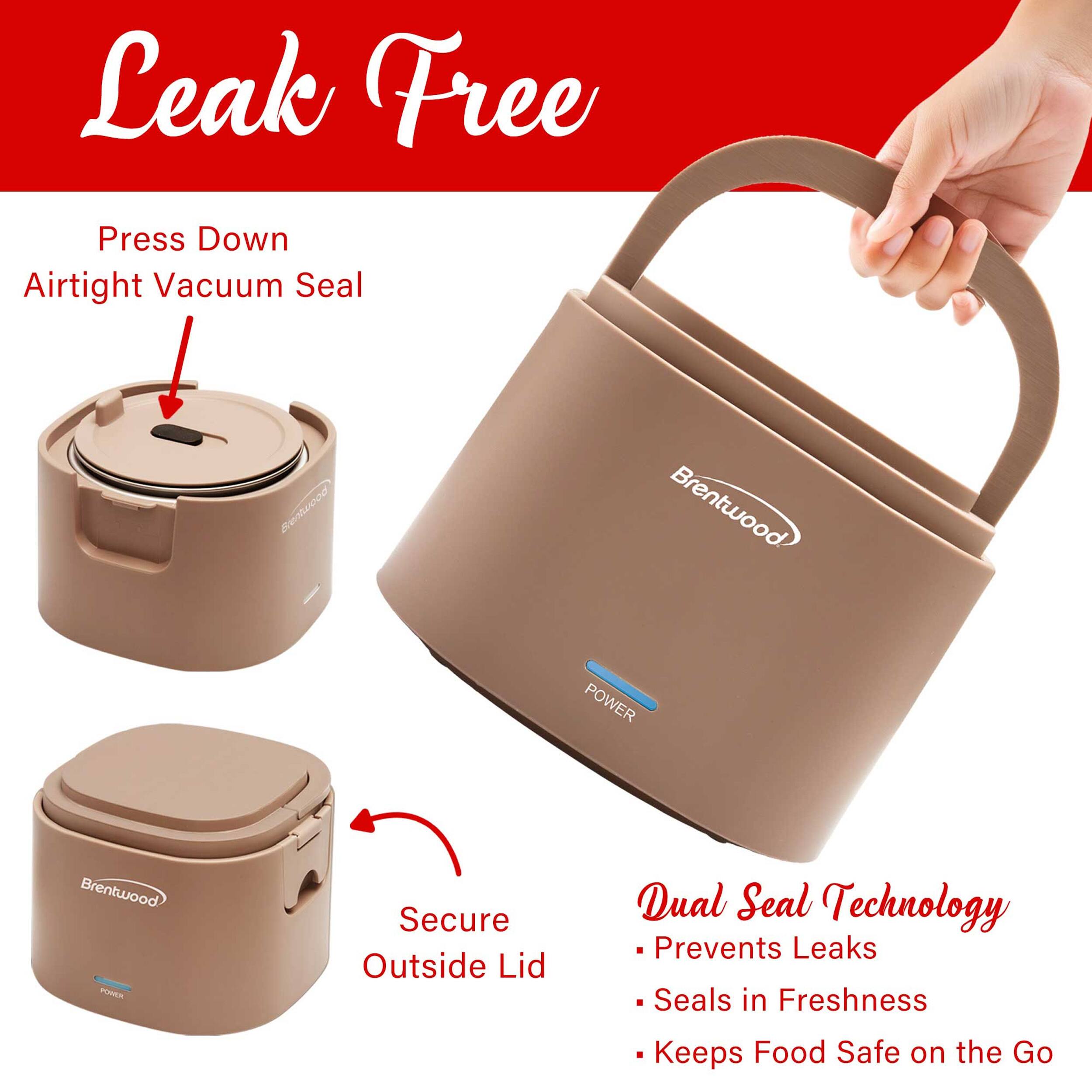 Leak Free

Press Down Airtight Vacuum Seal

Secure Outside Lid

Dual Seal Technology
- Prevents Leaks
- Seals in Freshness
- Keeps Food Safe on the Go