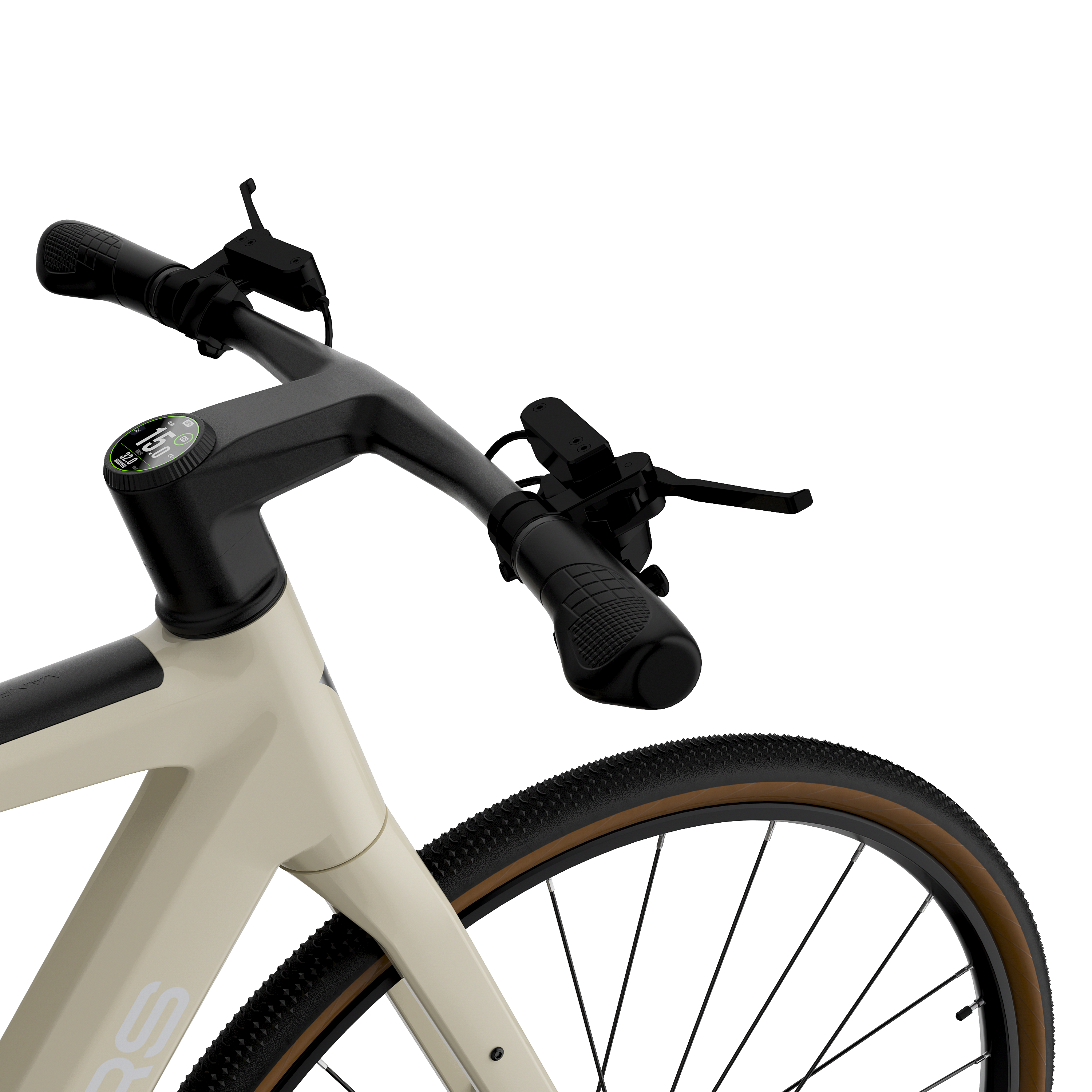 Angle. Vanpowers - UrbanCross-Ultra Lightweight 350W Hub-Motor Gravel E-Bike-S Size - Sand Yellow.