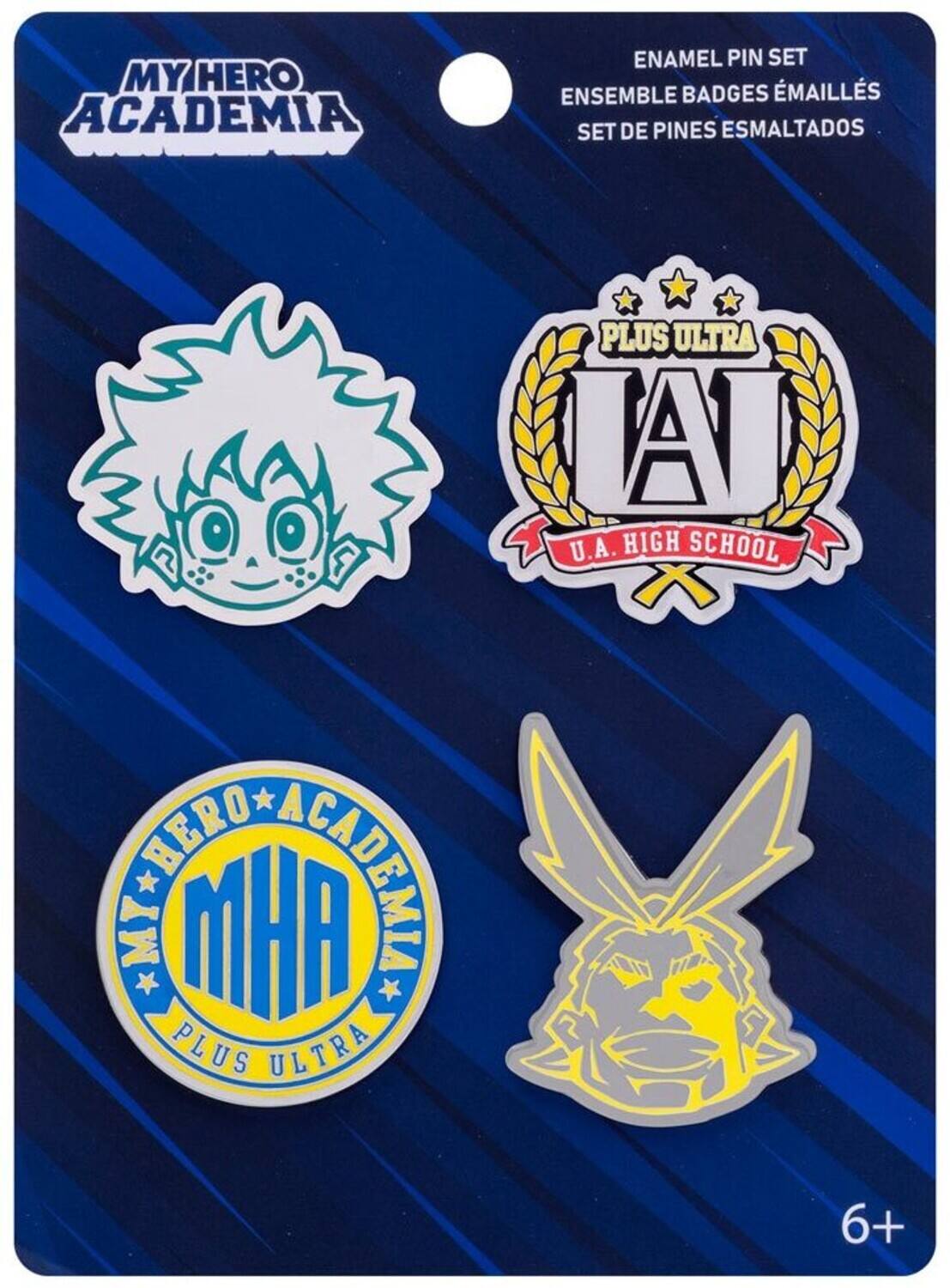 MY HERO ACADEMIA, ENAMEL PIN SET, ENSEMBLE BADGES, MAILLES, SET DE PINES ESMALTADOS, PLUS ULTRA, AI, U.A. HIGH SCHOOL, HERO ACADEMIA, MY MHA, PLUS ULTRA, 6+