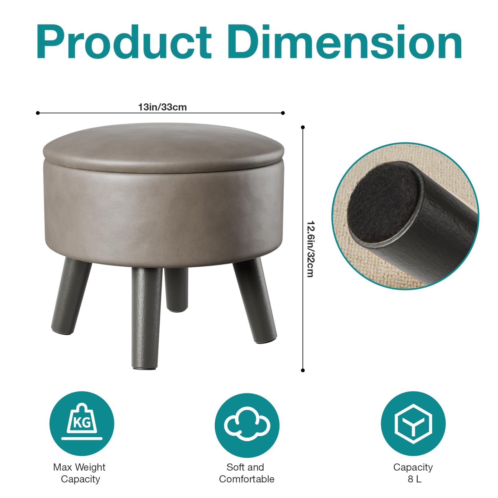 Product Dimension

13in/33cm  
12.6in/32cm

Max Weight Capacity  
Soft and Comfortable  
Capacity 8 L