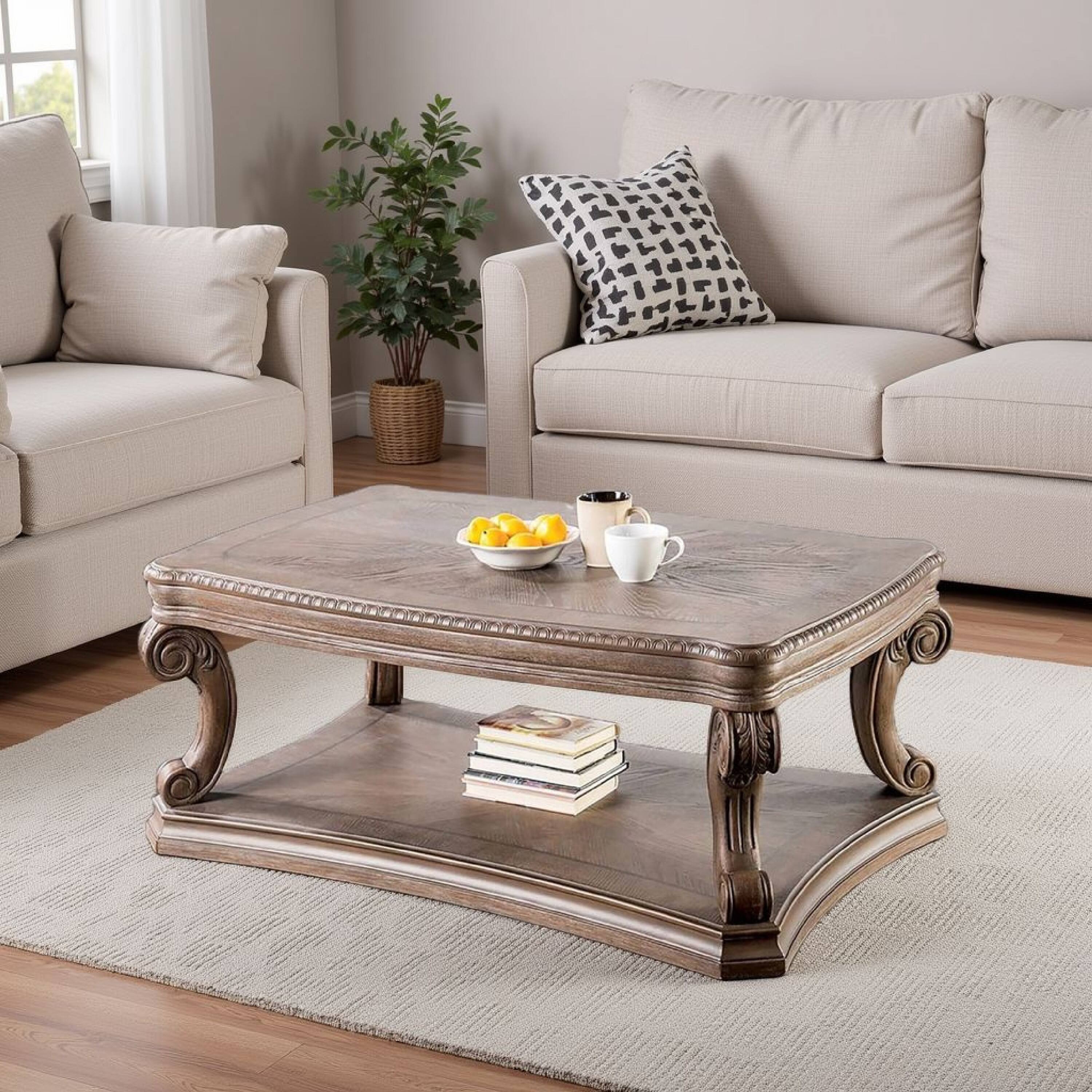 Alt View 5. Manhattan Lane - Olane Coffee Table, Weathered Oak Brown Wood, Rustic Farmhouse 52 Inch - Oak Brown.