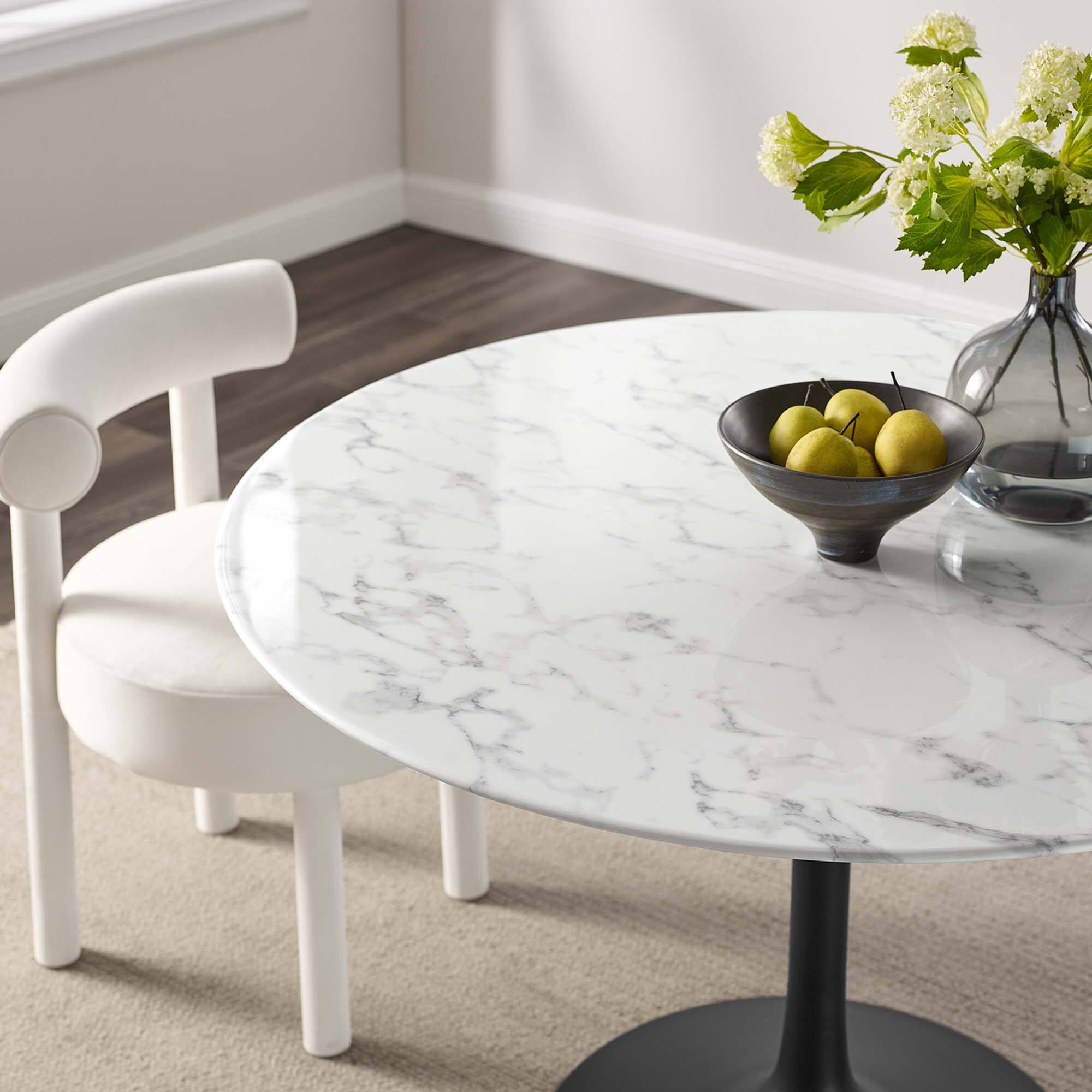Alt View 3. Modway - Lippa 48" Round Faux Marble Dining Table by Modway - Black White.