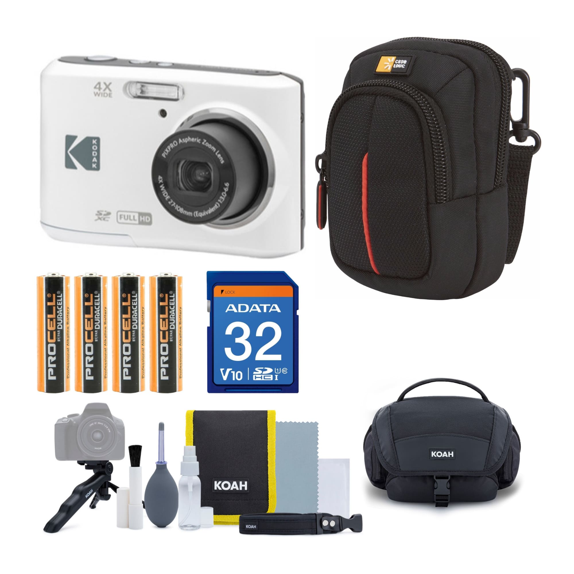 Kodak - PIXPRO FZ45 Friendly Zoom Digital Camera with SD Card, Case Bundle - White