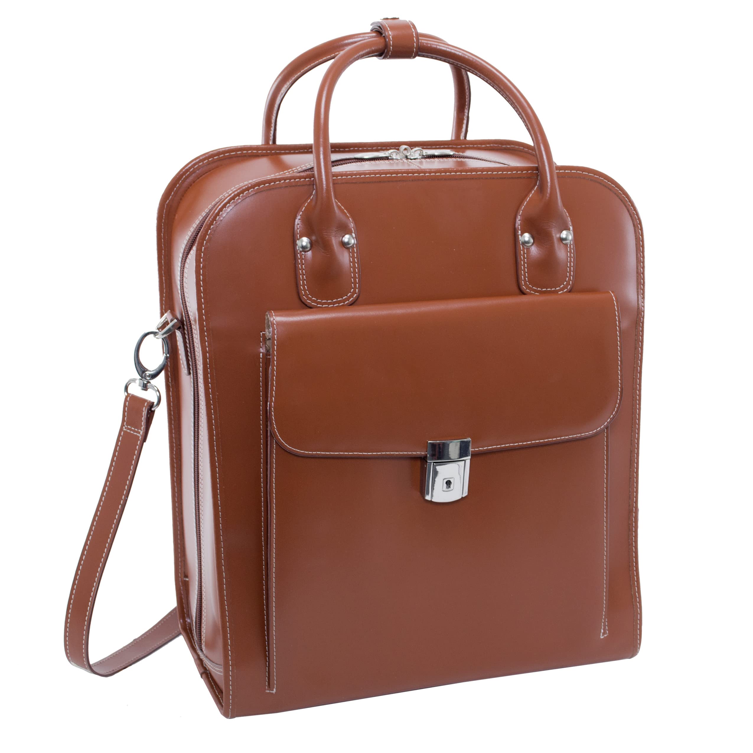Alt View 2. McKleinUSA - 15" Laptop/Tablet Business Briefcase Top Grain Cowhide Leather Detachable Wheeled Rolling Removable Trolley Case - Brown.
