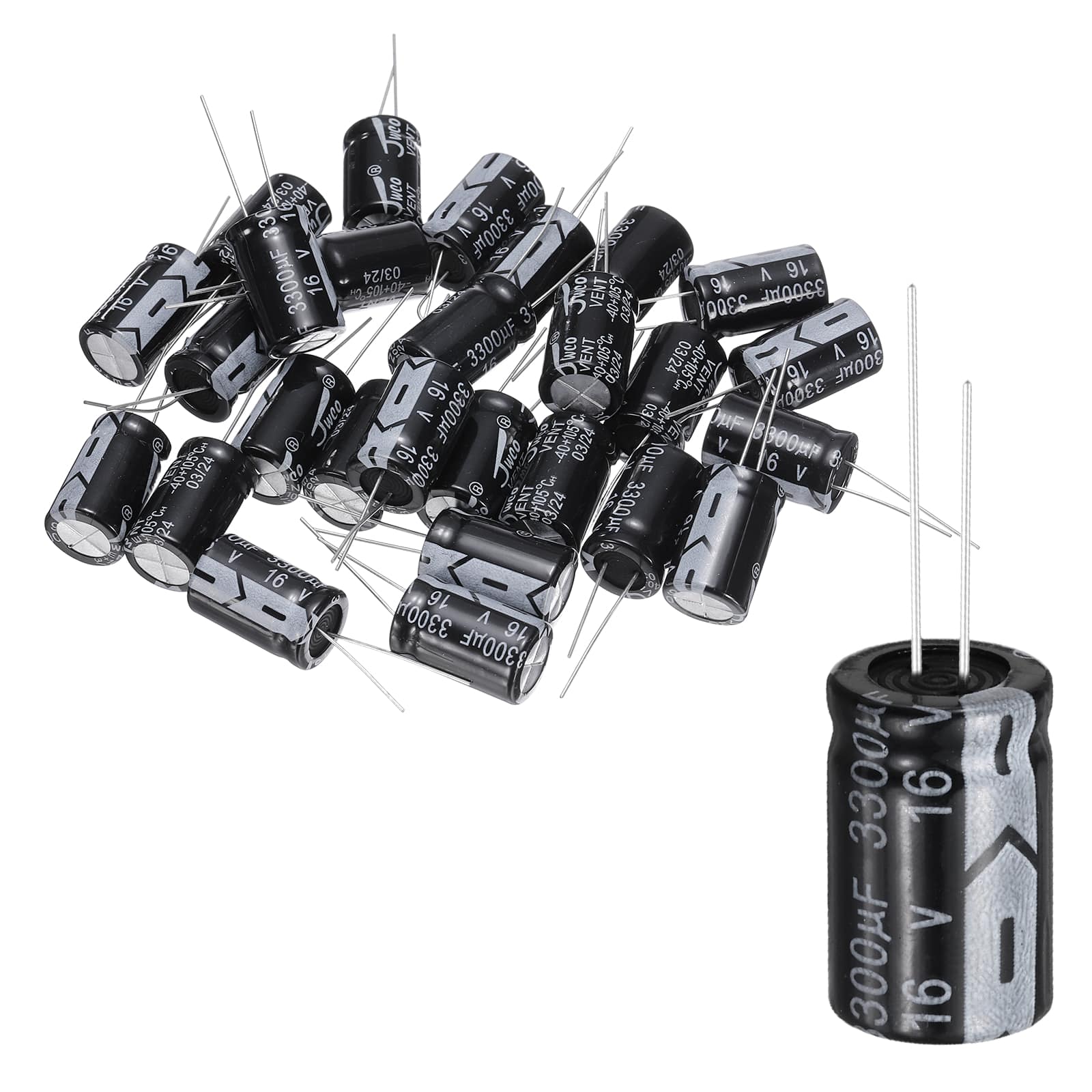 Unique Bargains - 3300uF 16V 13x21mm Electrolytic Capacitor, 105C High Temp Radial Leads, for TVs/LCDs/VCD, 30pcs - Black price history on PriceWatchPro