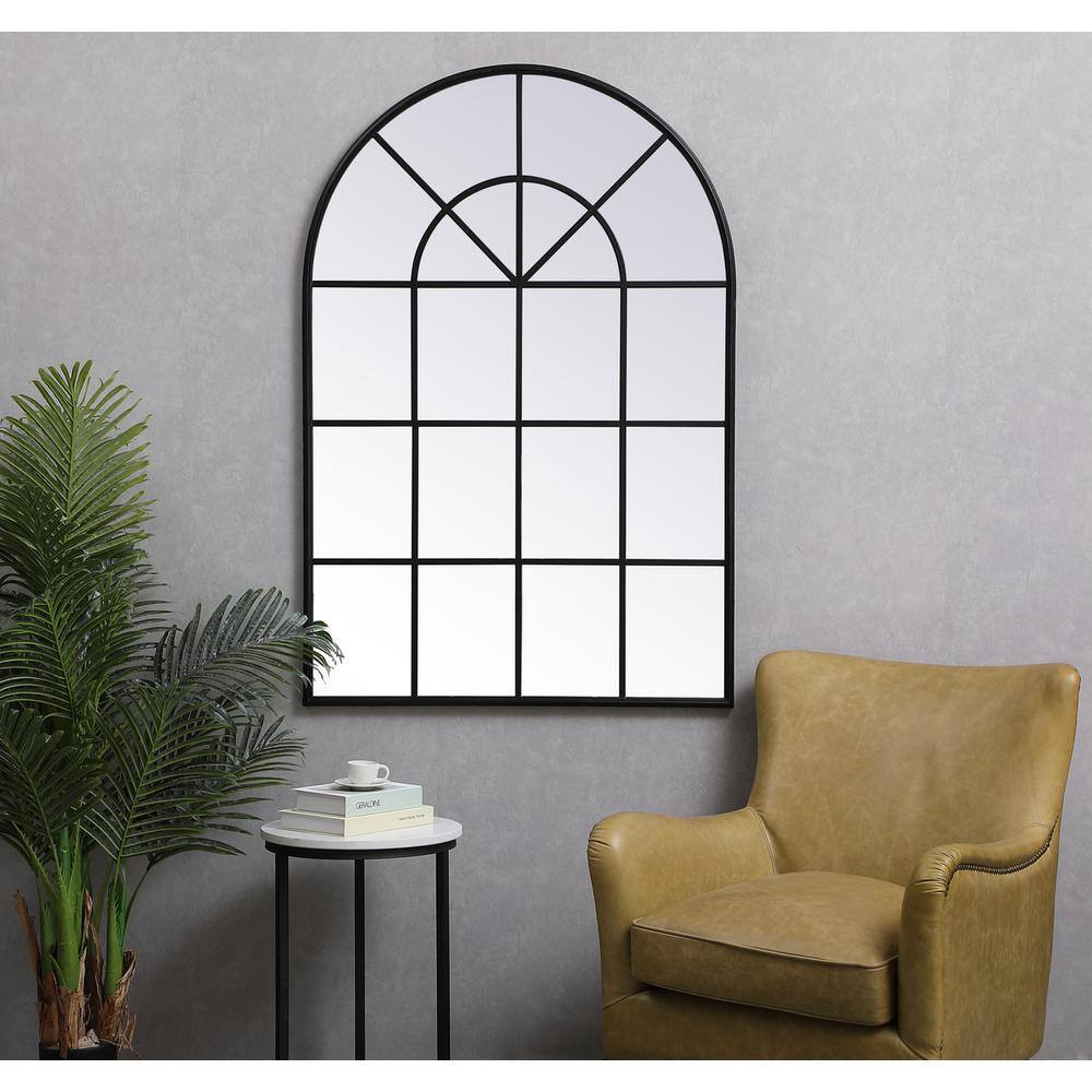 Elegant Decor - Metal windowpane mirror 36 inch x 53 inch - Black