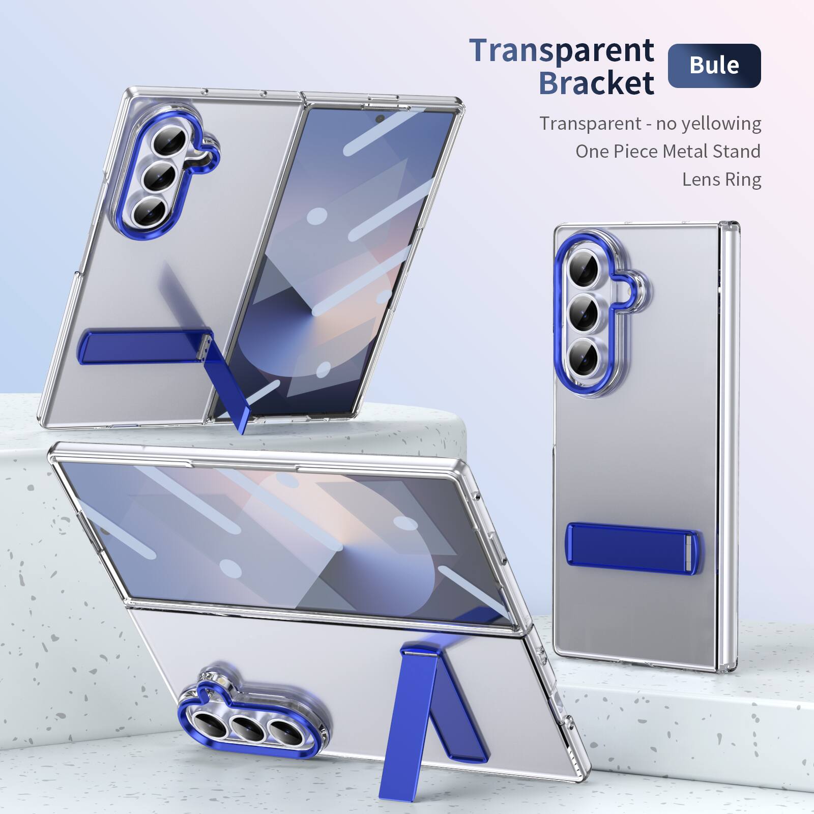 Transparent Bracket  
Transparent - no yellowing  
One Piece Metal Stand  
Lens Ring