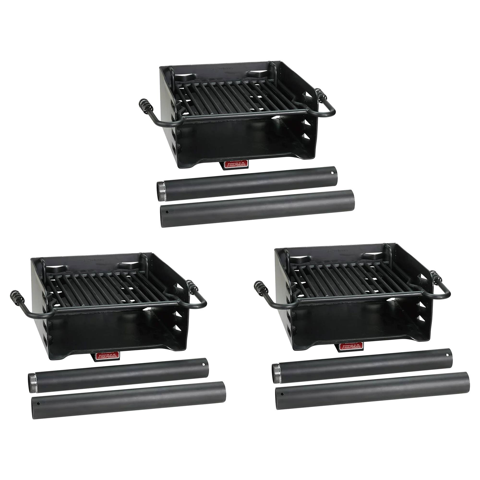 Front. Pilot Rock - Pilot Rock Park Style Steel Outdoor BBQ Charcoal Grill and Post, Black (3 Pack) - Black.