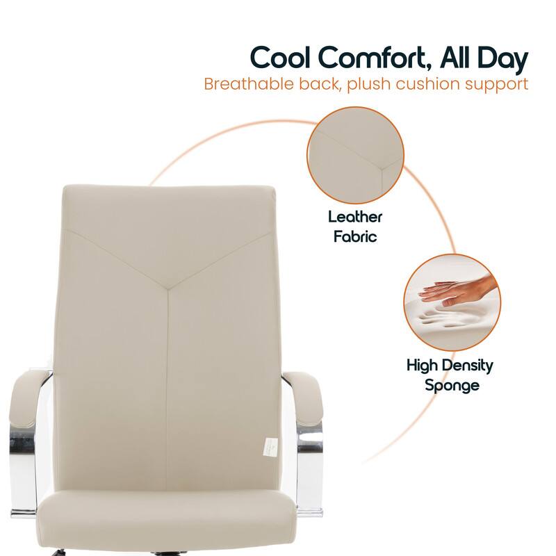 Cool Comfort, All Day  
Breathable back, plush cushion support  

Leather Fabric  
High Density Sponge