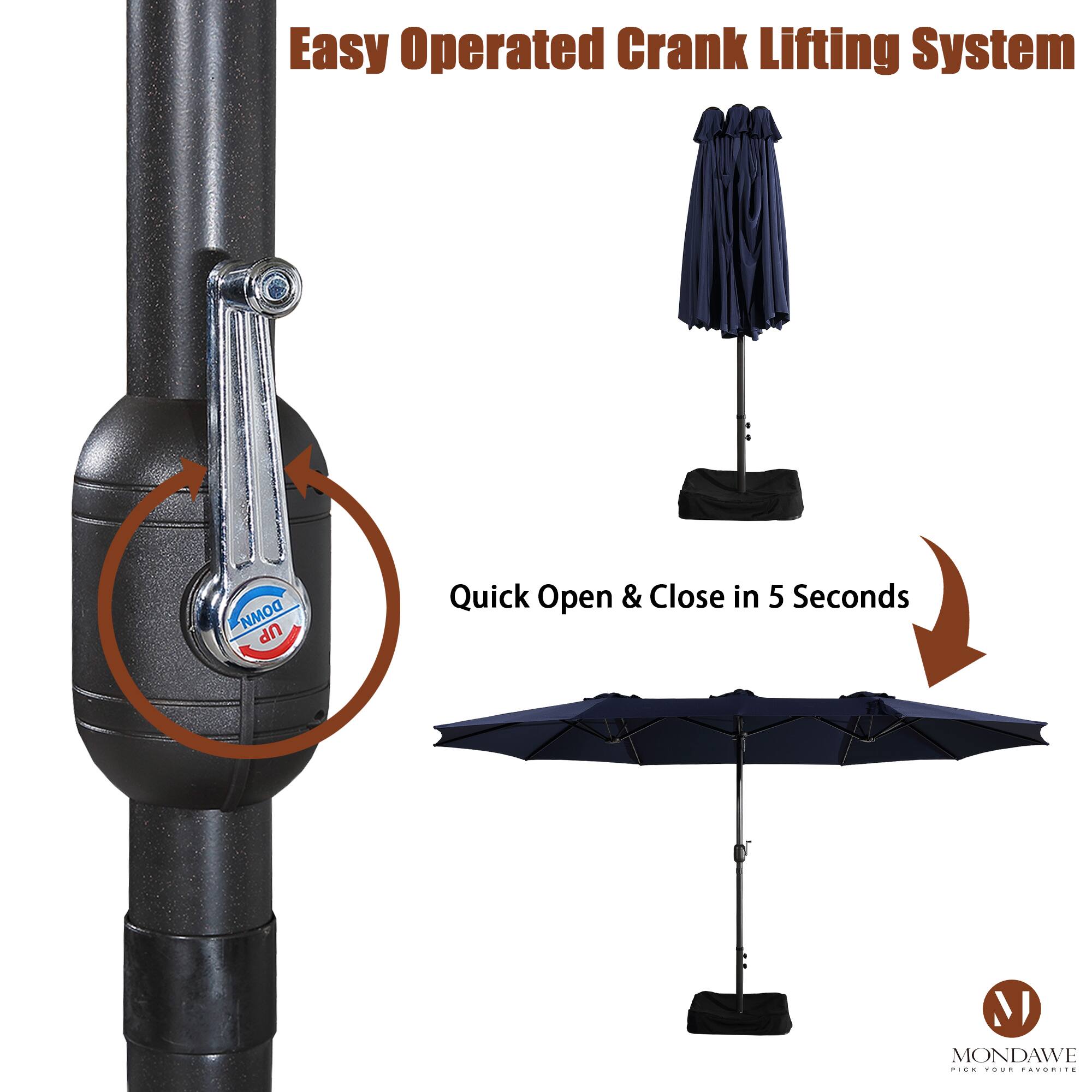 Easy Operated Crank Lifting System  
Quick Open & Close in 5 Seconds  
MONDAWE