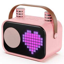 Pacoar Cade - Light Karaoke Machine For Adults Portable With 2 Wireless Microphones Pixel Display Light Birthday Gifts Toys & Ages 3 4 - Pink-2 Mics