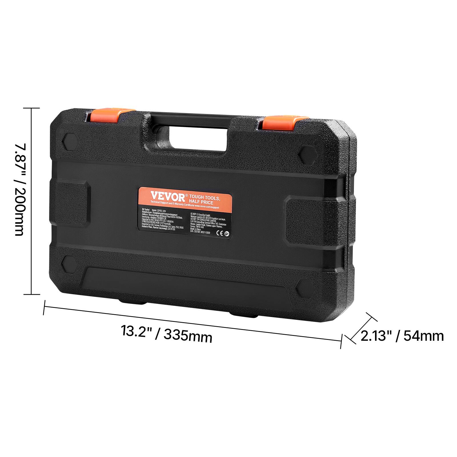 7.87" / 200mm  
13.2" / 335mm  
2.13" / 54mm  

VEVOR  
TOUGH TOOLS  
HALF PRICE