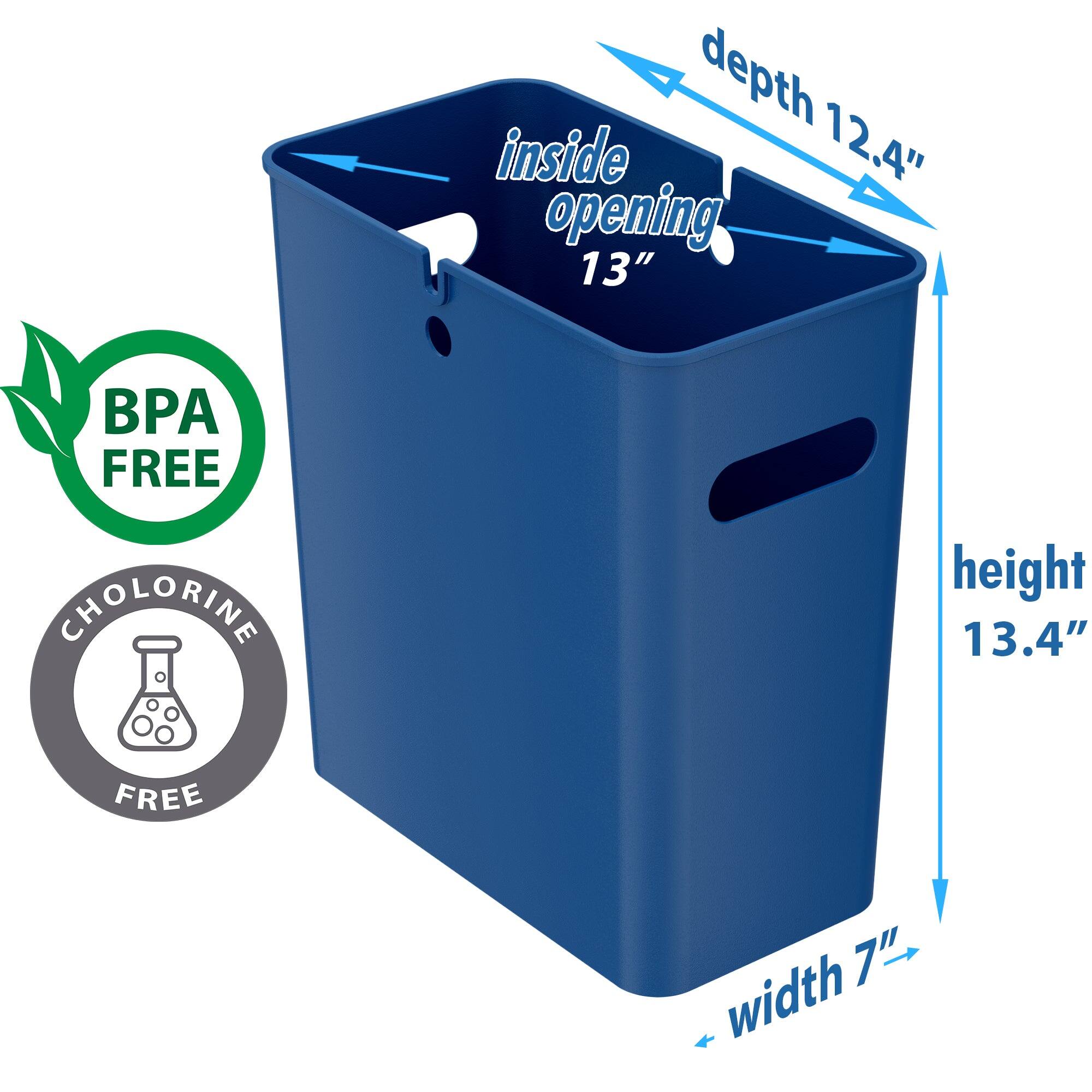 - Depth: 12.4"
- Inside opening: 13"
- Height: 13.4"
- Width: 7"

- BPA Free
- Chlorine Free