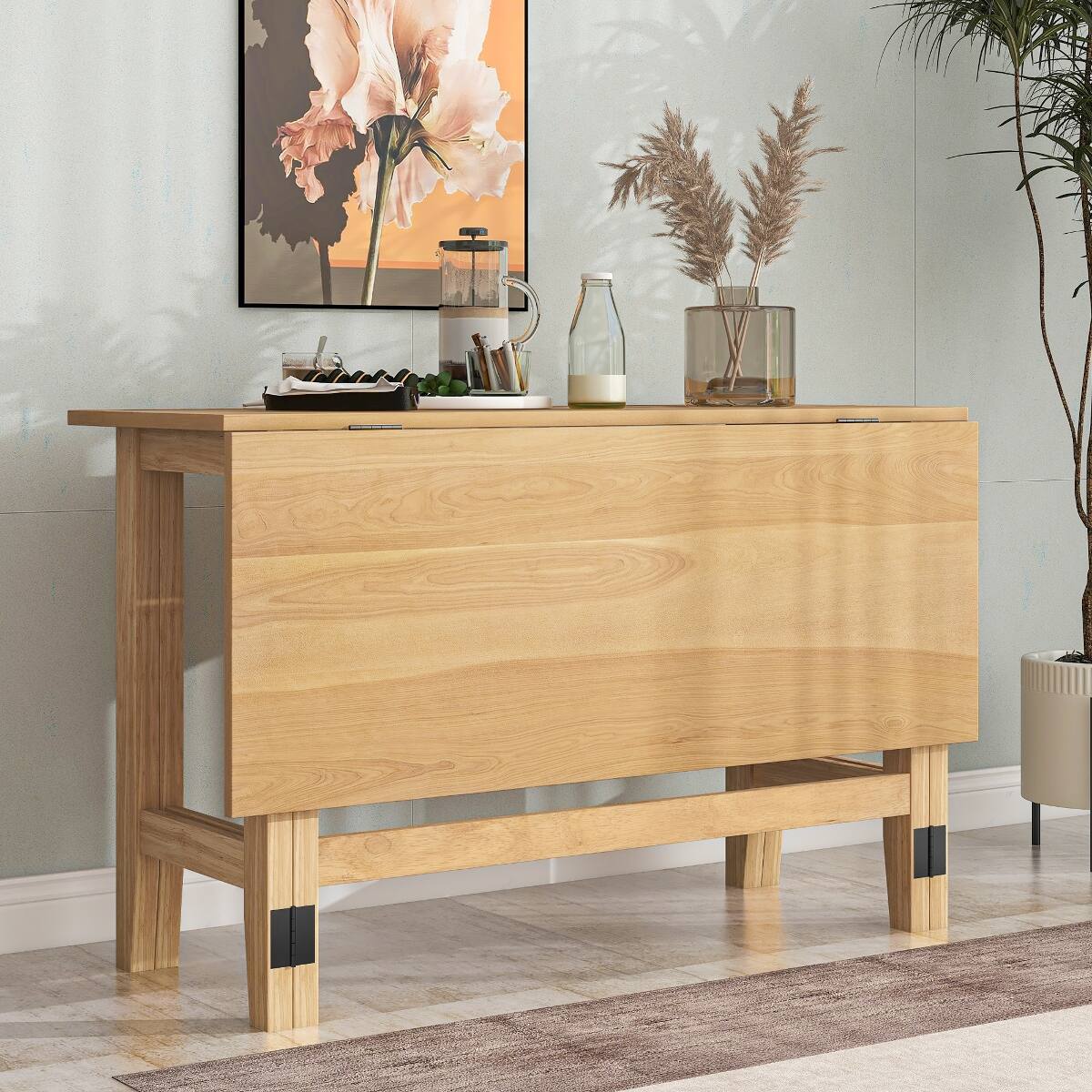 Loheer Extendable Farmhouse Dining Table with Drop Leaf for Small ...