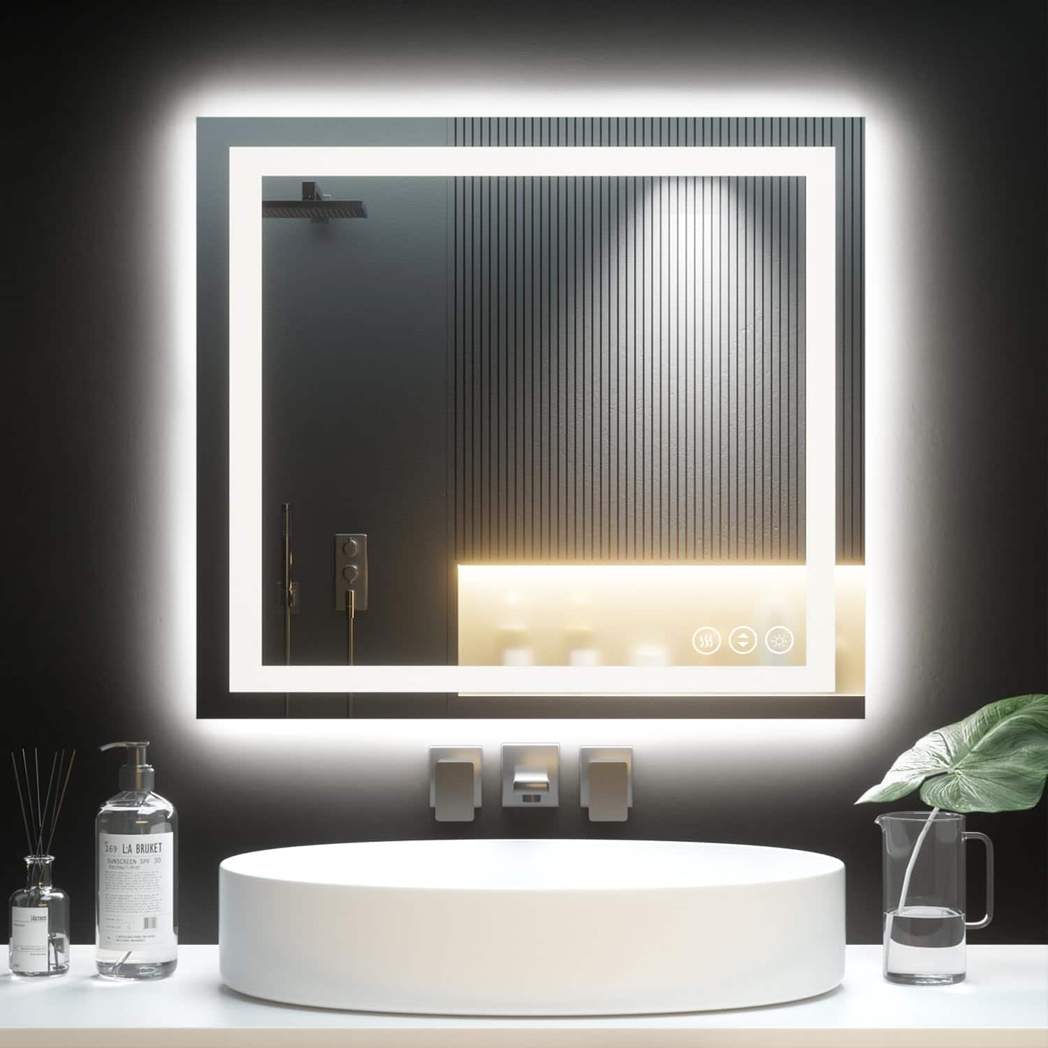 Hirose Alice - Bathroom Mirror With Lights Anti fog Backlit Front Lit Lighted Vanity For Wall Memory Function Dimmable T...