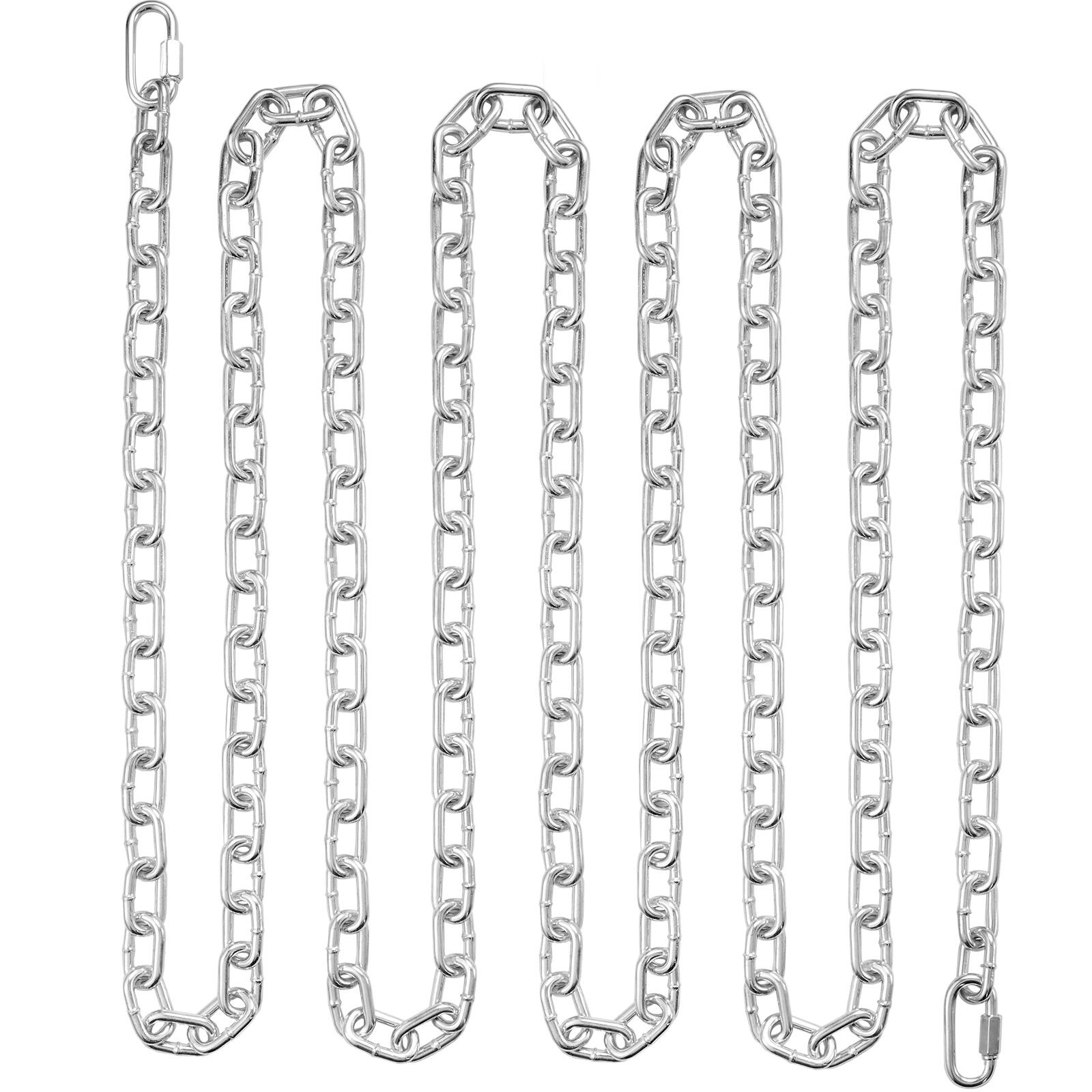 Alt View 5. VEVOR - Proof Coil Chain, 5/16" x 92', 1667 lbs Safe Working Load, Zinc Plated Proof Tested Coil Chain with Two Quick Links - Silver.