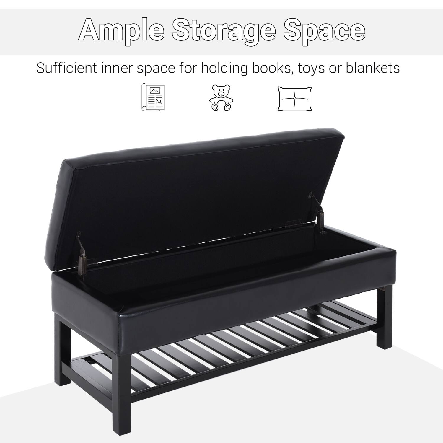 Ample Storage Space
Sufficient inner space for holding books, toys or blankets