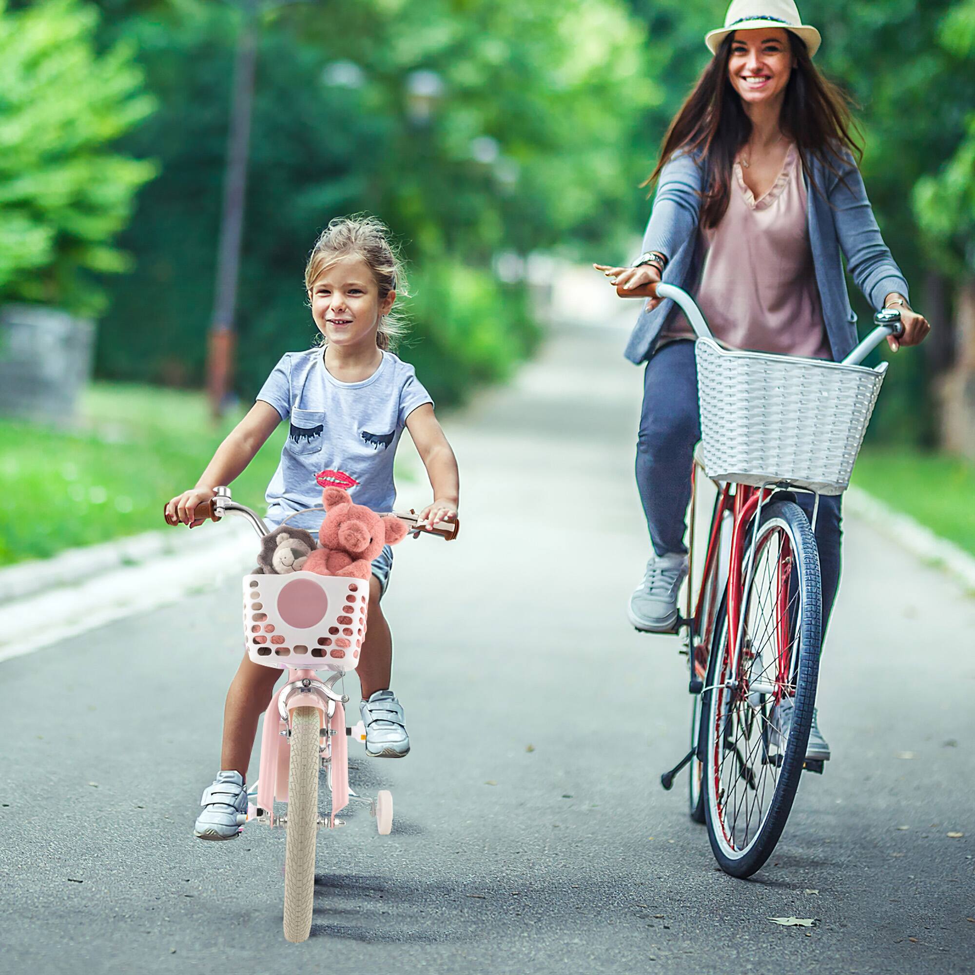 Alt View 1. Gymax - Gymax 16'' Kids Bicycle Children's Training Bicycle w/ Removable Training Wheels & Basket Pink - Pink.
