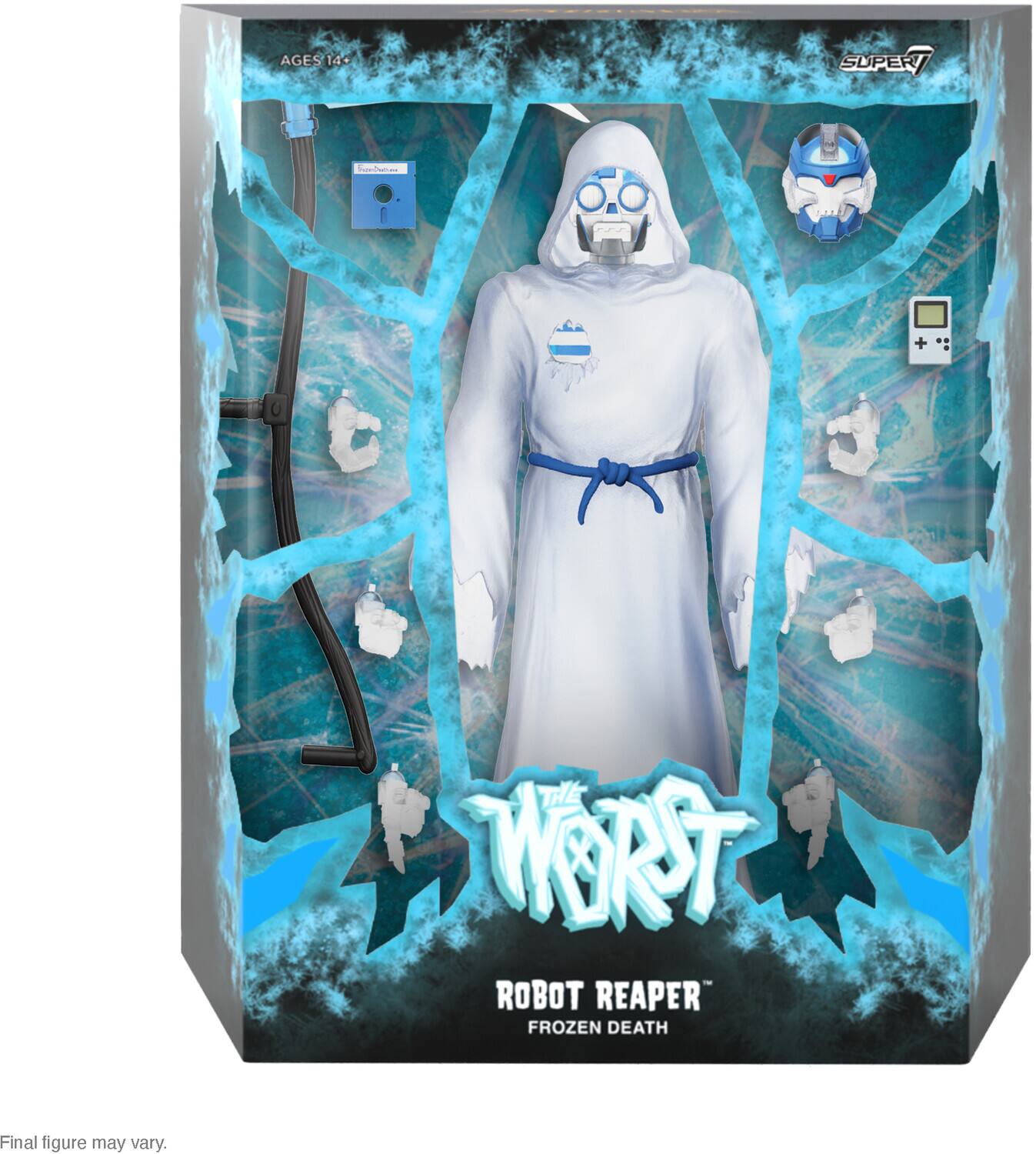 AGES 14+ SUPERTHE WORST ROBOT REAPER FROZEN DEATH Final figure may vary.