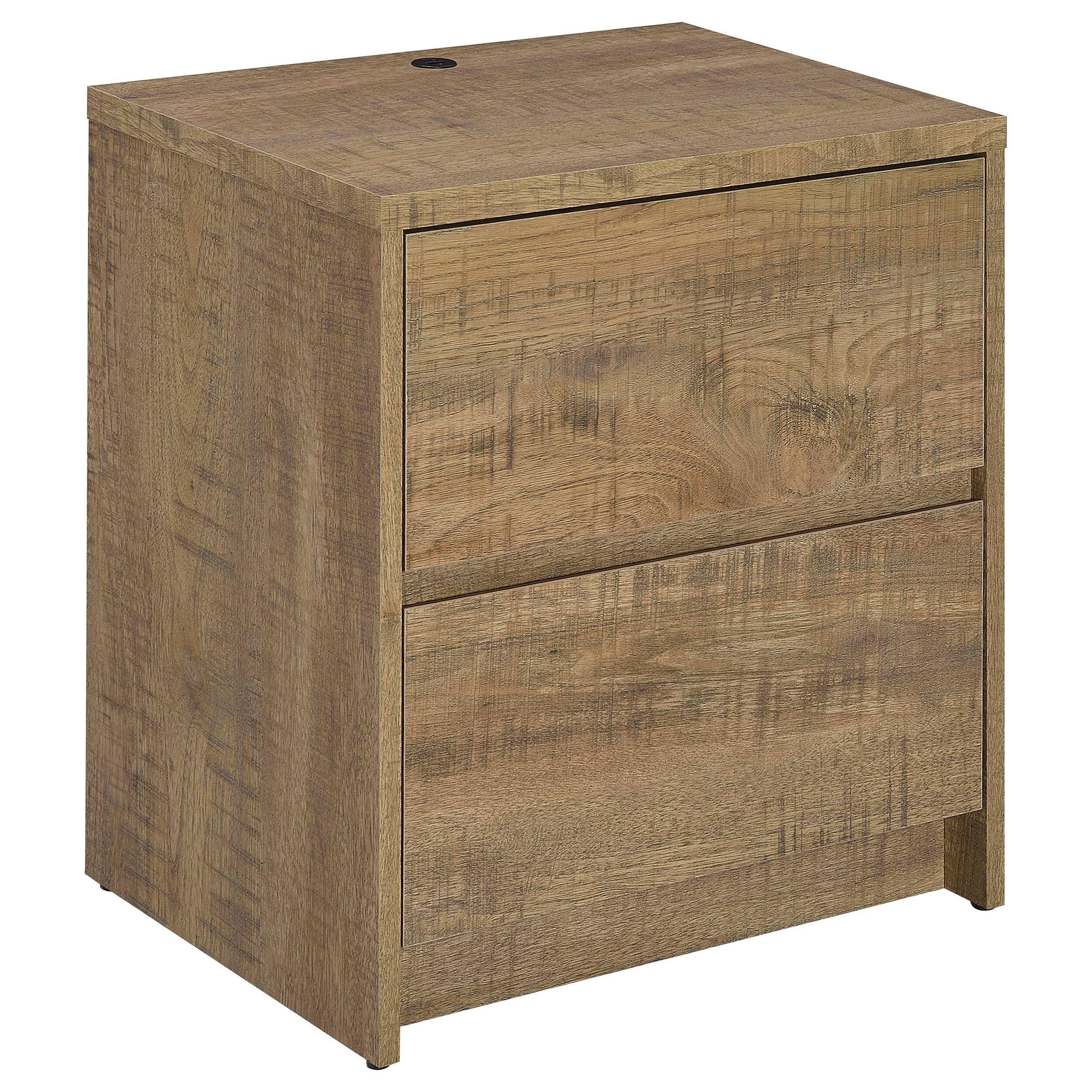 Left. Tiramisubest - 2-Drawer Nightstand with LED Lights and USB Ports in Warm Wood Finish - yellow.