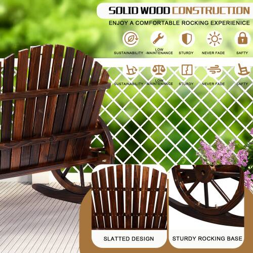 SOLID WOOD CONSTRUCTION  
ENJOY A COMFORTABLE ROCKING EXPERIENCE  

- SUSTAINABILITY - MAINTENANCE  
- STURDY  
- NEVER FADE  
- SAFETY  

SLATTED DESIGN  
STURDY ROCKING BASE