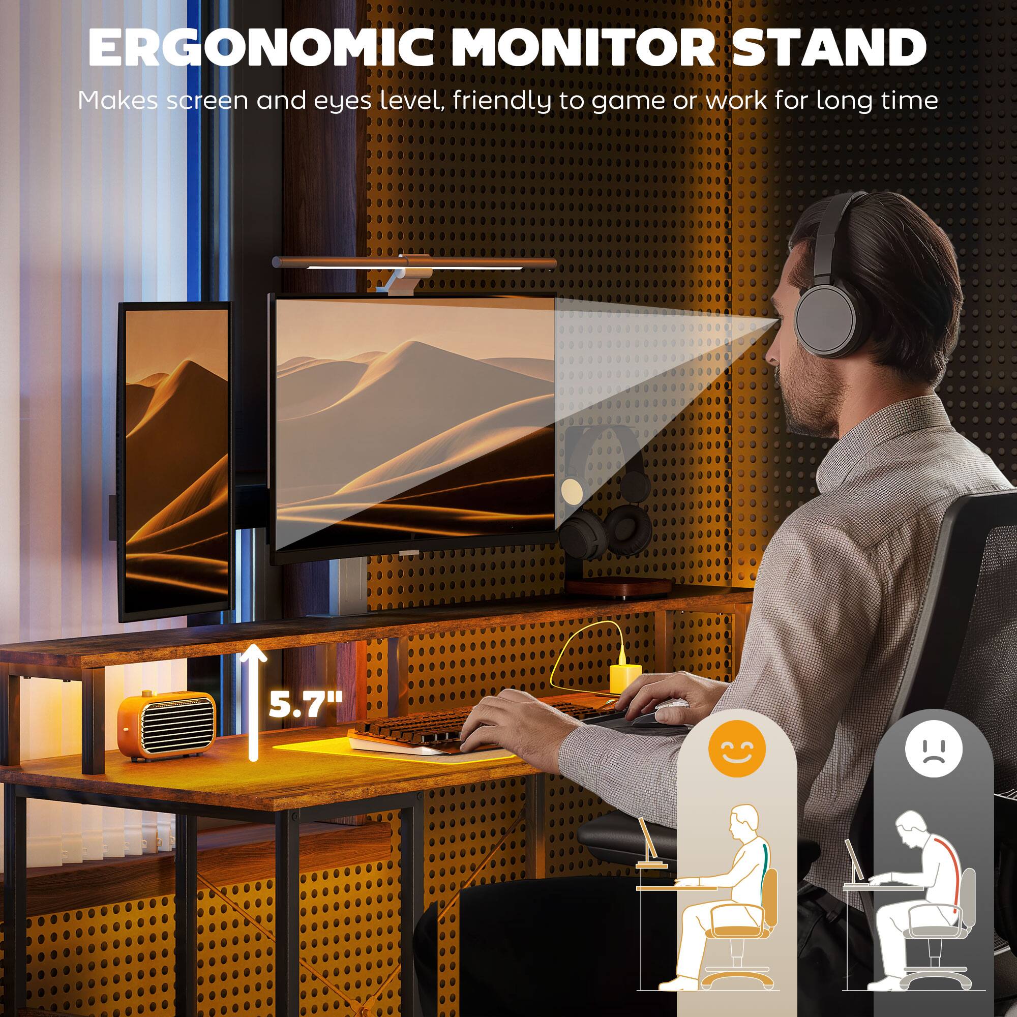 ERGONOMIC MONITOR STAND Makes screen and eyes level, friendly to game or work for long time 5.7"