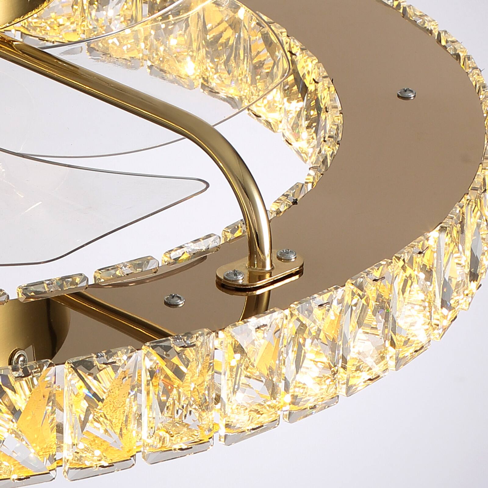 Alt View 9. Siljoy - 20-22-inch Luxury Crystal Flush Mount Fan Light Dimmable Quiet for Bedroom and Living Room - Gold.