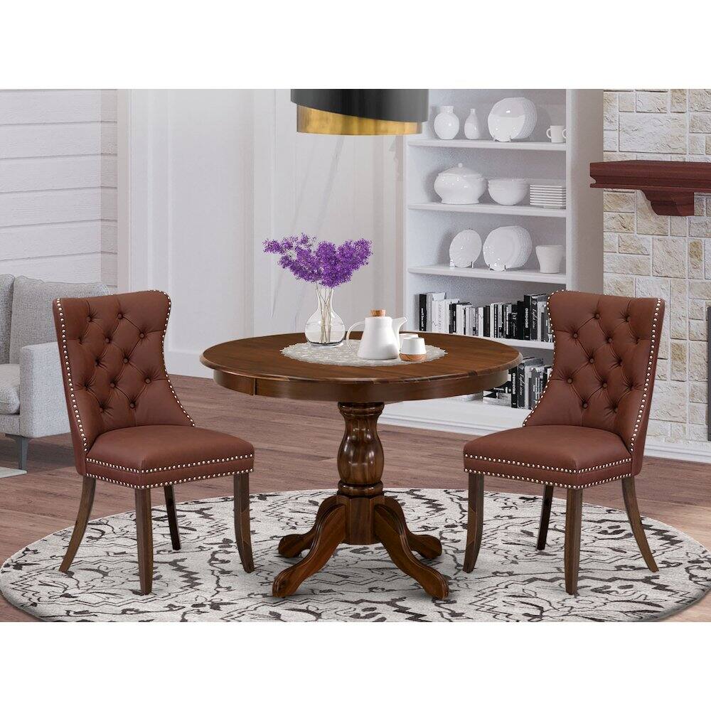 Alt View 8. East West Furniture - 3 Piece Kitchen Table & Chairs Set - Brown.