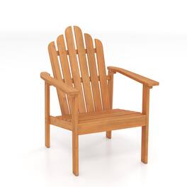 Gymax - Stackable Adirondack Chair Acacia Wood Outdoor Chair w/ Slatted Backrest & Seat - Yellow