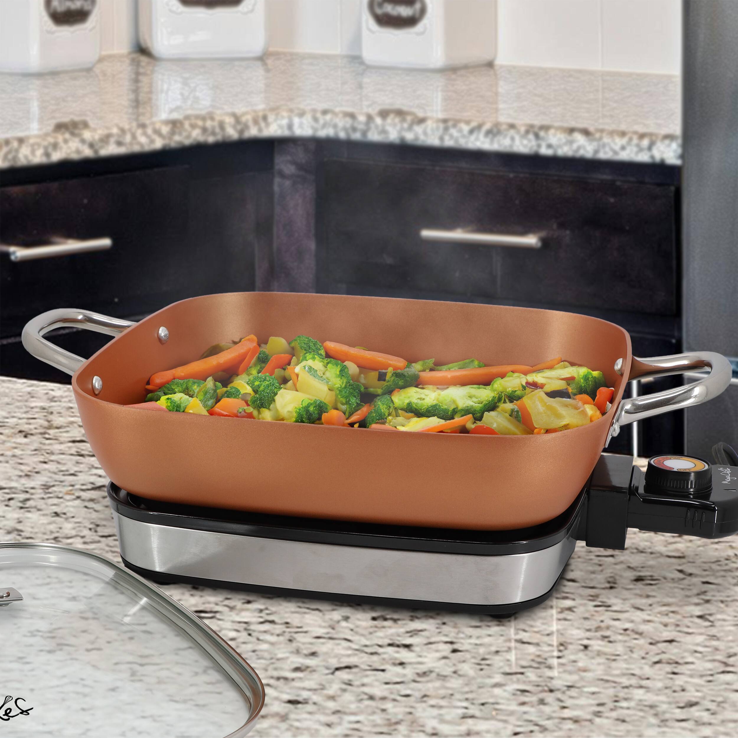 Alt View 6. MegaChef - MegaChef 11.81 Inch Electric Fry Pan with Copper Coating - Copper.
