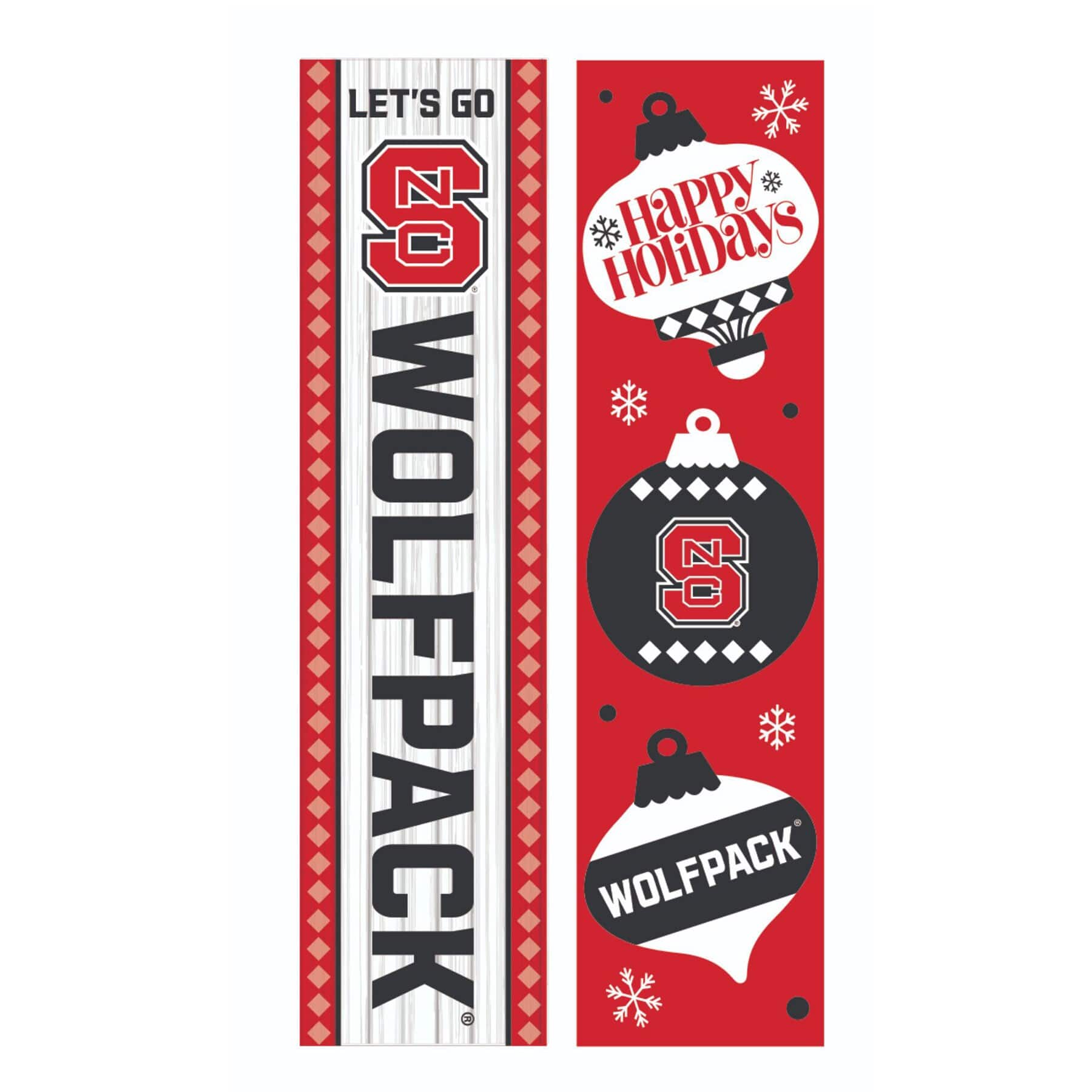 Evergreen Enterprises - NC State Wolfpack 47" Double Sided Christmas Leaner Fan Sign - Multicolor