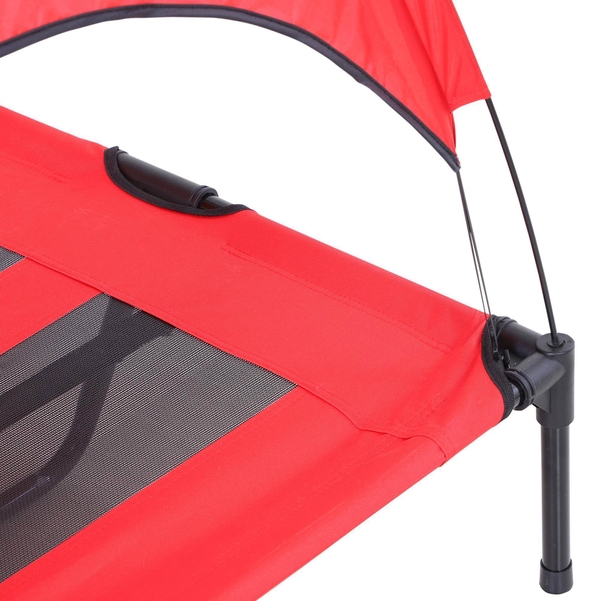 Alt View 8. Pawhut - 48" x 36" Elevated Portable Dog Cot Cooling Pet Bed with UV Protection Canopy Shade - Red.