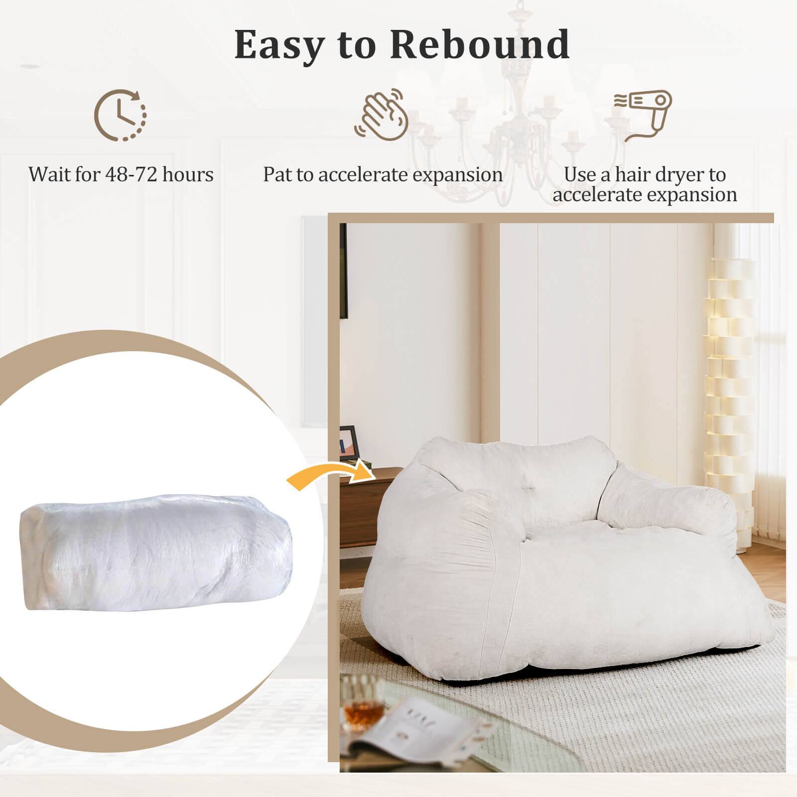 Easy to Rebound

- Wait for 48-72 hours
- Pat to accelerate expansion
- Use a hair dryer to accelerate expansion