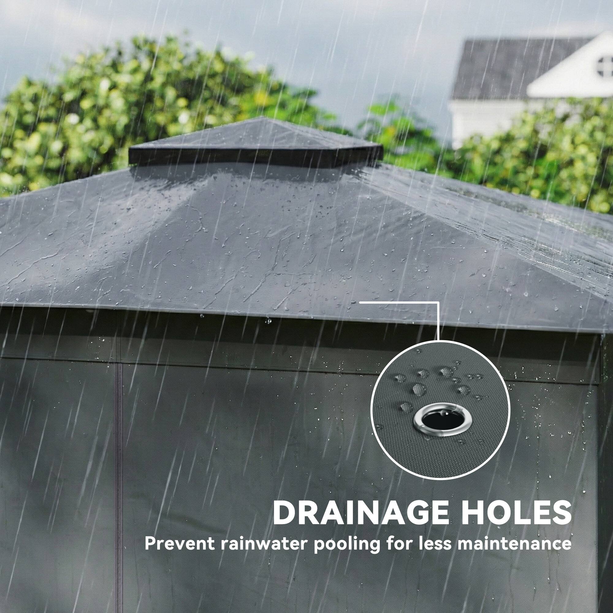 DRAINAGE HOLES  
Prevent rainwater pooling for less maintenance