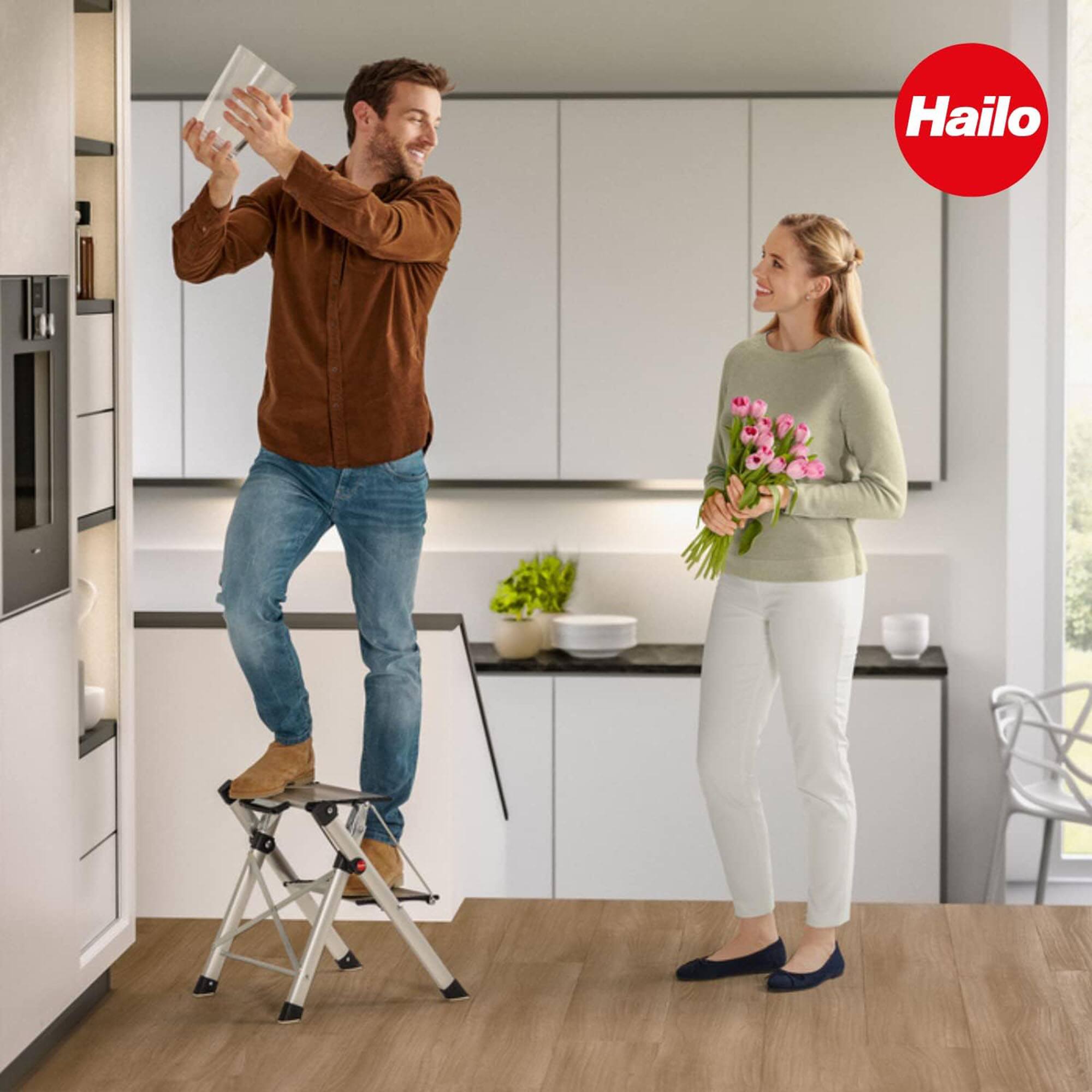 Alt View 5. Hailo - MK80 Mini Aluminum Step Stool - Silver.