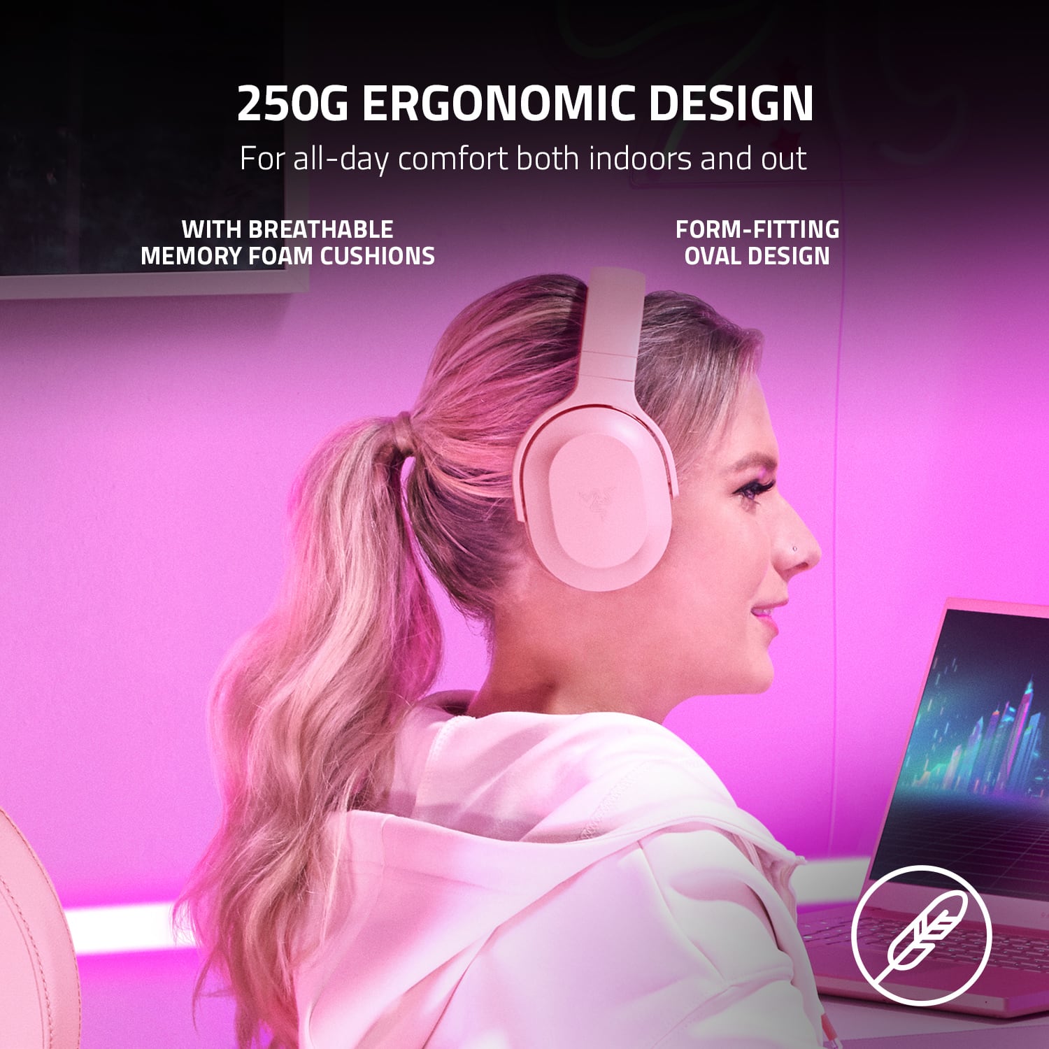 250G Ergonomic Design: For all-day comfort both indoors and out with breathable memory foam cushions and form-fitting oval design.