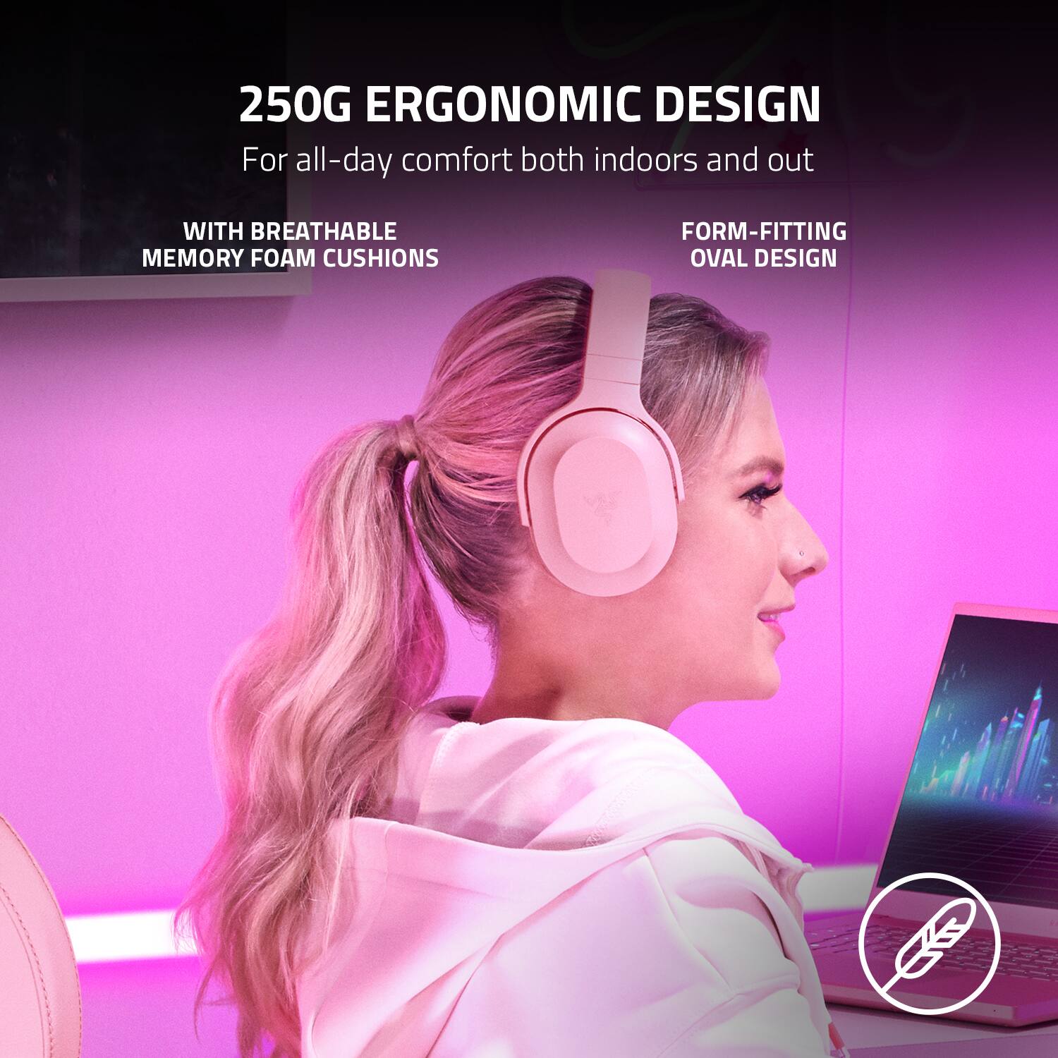 250G Ergonomic Design: For all-day comfort both indoors and out with breathable memory foam cushions and form-fitting oval design.