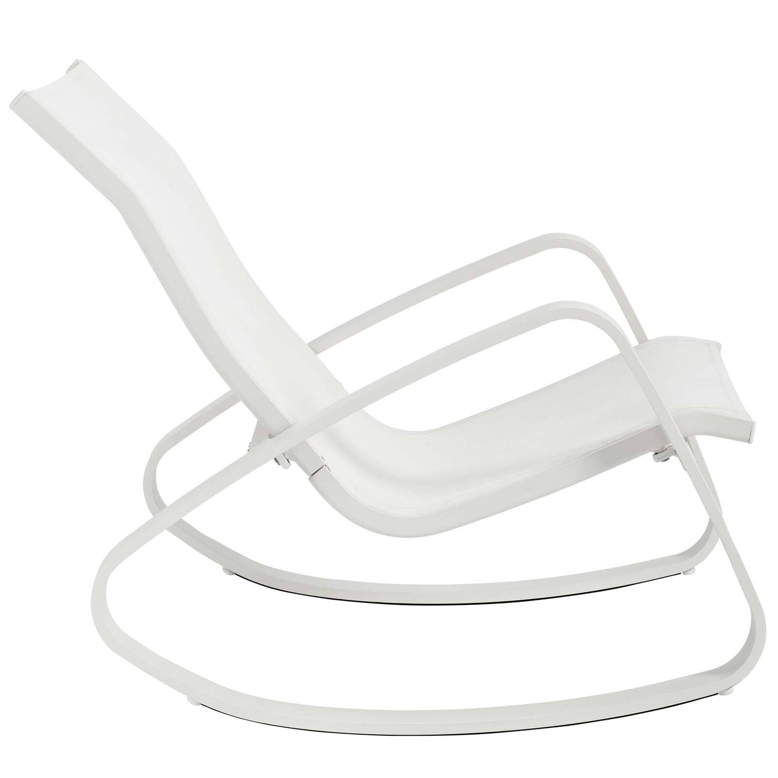Back. Modway - Traveler Rocking Outdoor Patio Mesh Sling Lounge Chair by Modway - White White.