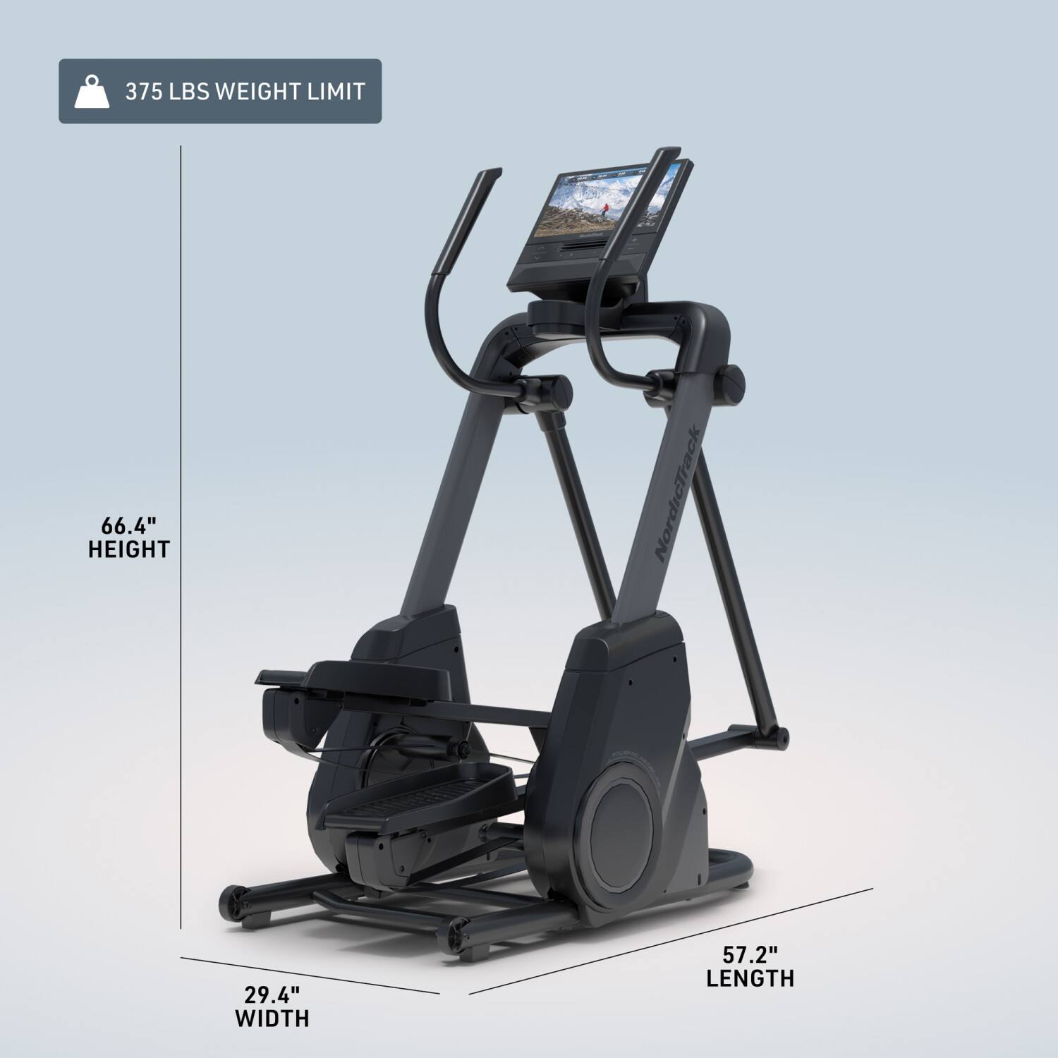 375 LBS WEIGHT LIMIT  
66.4" HEIGHT  
29.4" WIDTH  
57.2" LENGTH