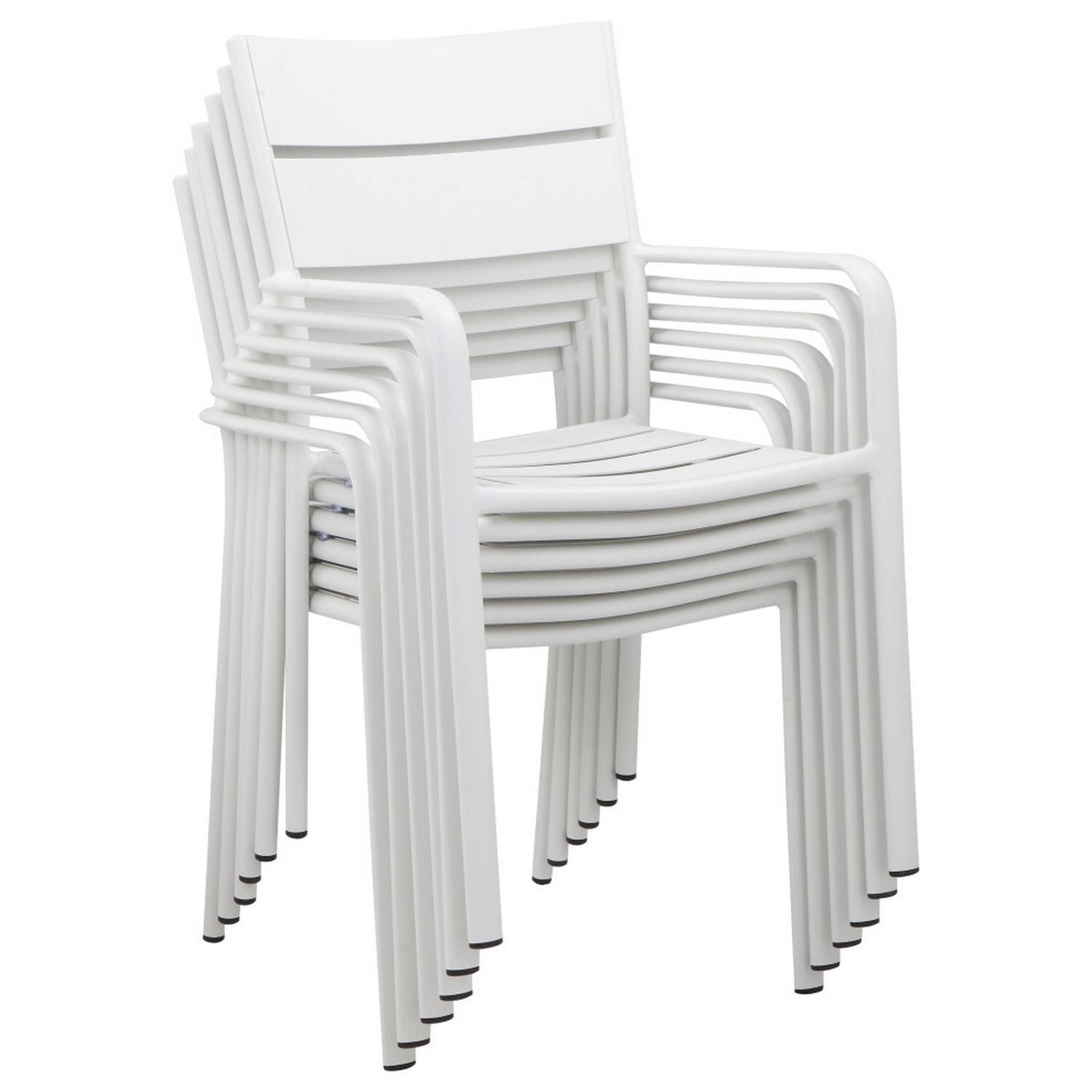Front. Manhattan Lane - Meta 22 Inch 6 Piece Dining Chair Set,  Aluminum Frame, Stackable - White.