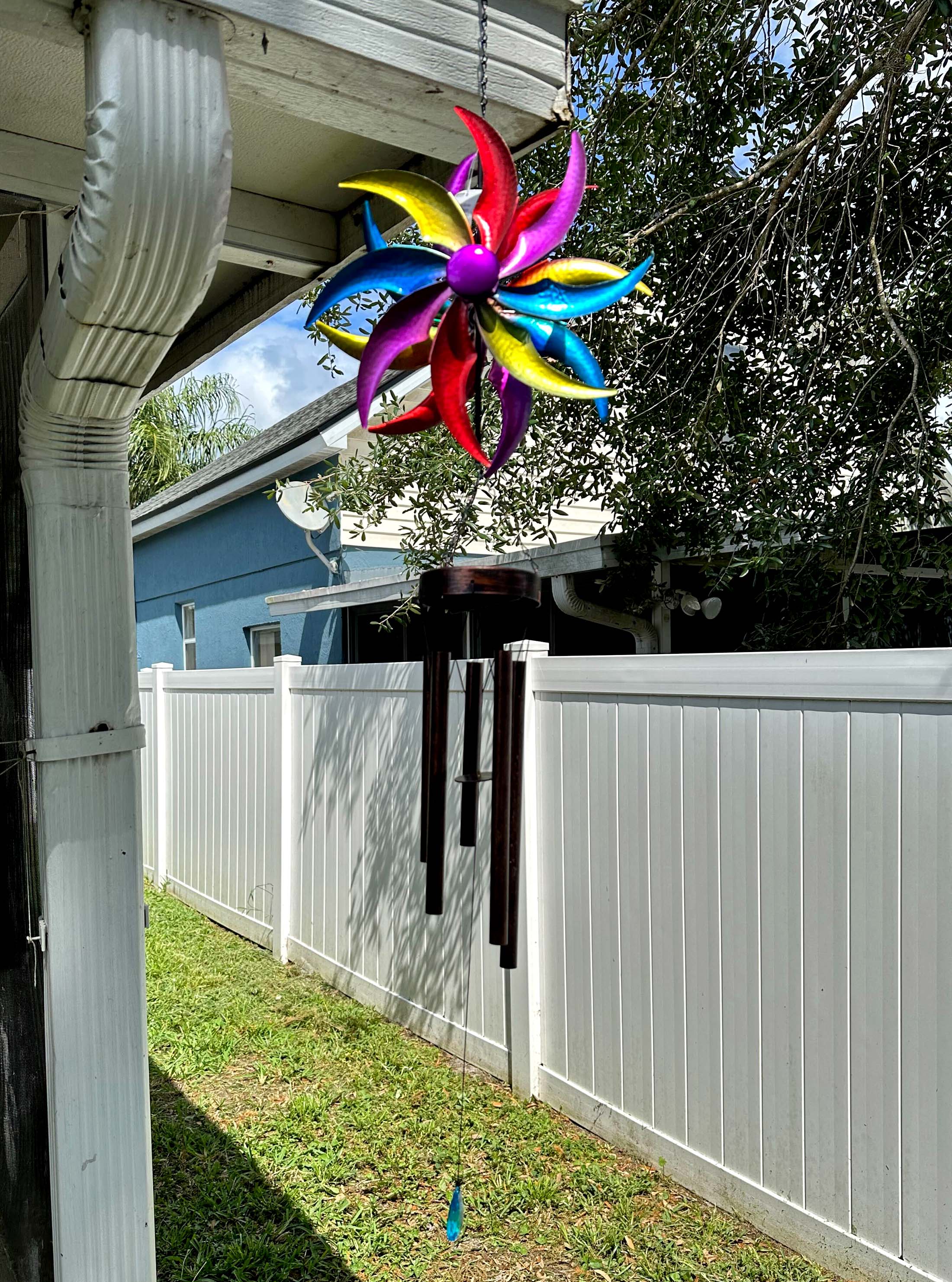 Alt View 3. Things2Die4 - Metal Rainbow Wind Spinner Hanging Chimes Outdoor Decor Garden 46 Inches - Multicolored.