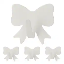 Unique Bargains - 4pcs Bow Knot Decorative Metal Self-Adhesive Wall Hooks Heavy Duty for Bathroom Kitchen Home Office Hanging Keys Coats - White