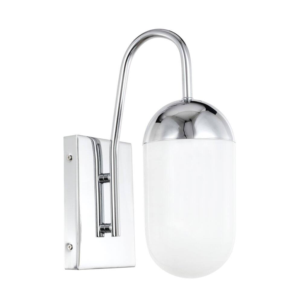 Alt View 6. Living District - Kace 1 Light Chrome And Frosted White Glass Wall Sconce - Chrome And Frosted White Glass.