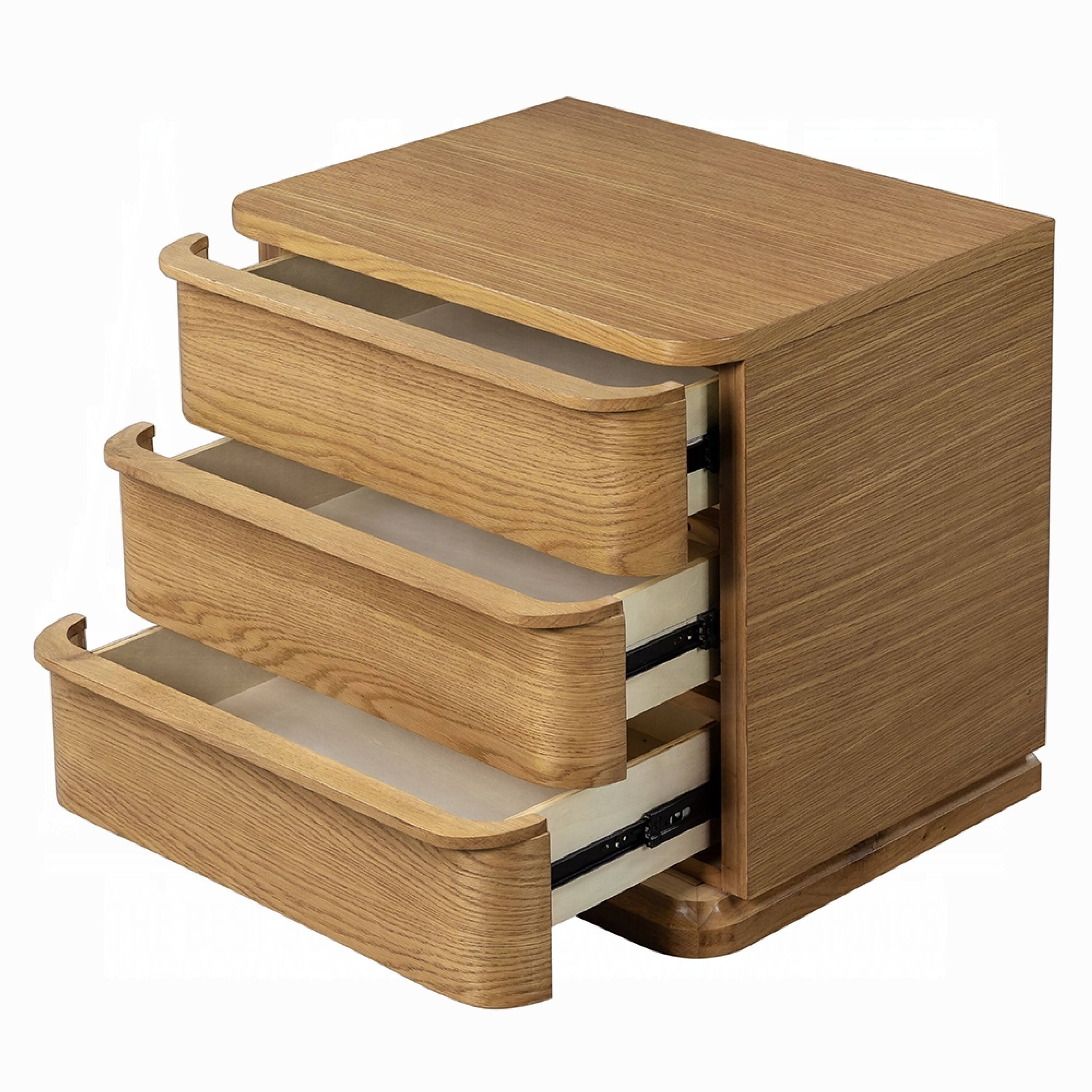 Alt View 1. Manhattan Lane - Sery 3 Drawer Nightstand, Minimalist Lip Handles, Wood 26 Inch - Oak Brown.
