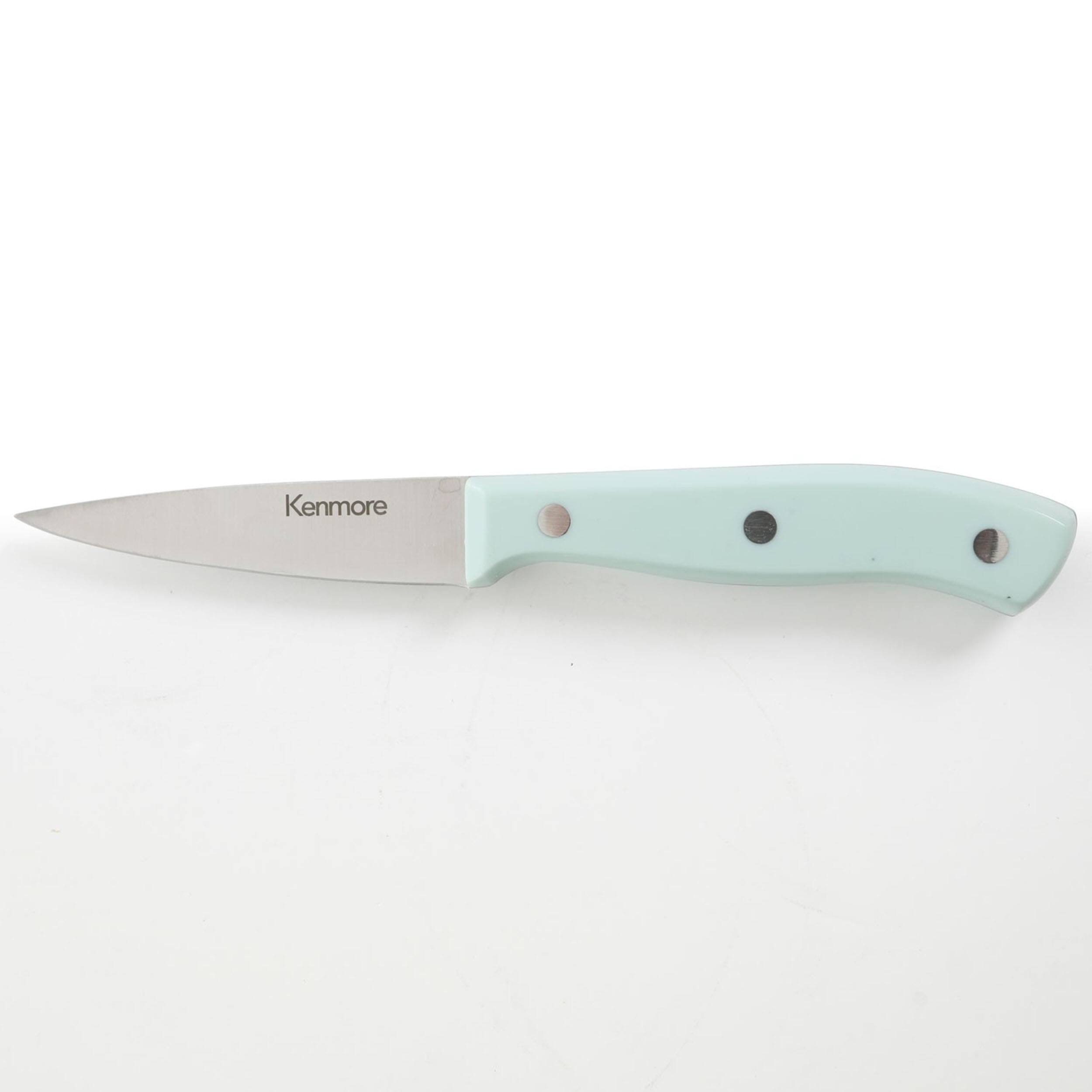 Alt View 5. Kenmore - Kenmore Kane 14 Piece Stainless Steel Cutlery Set in Glacier Blue with Rubber Wood Block - Glacier Blue.